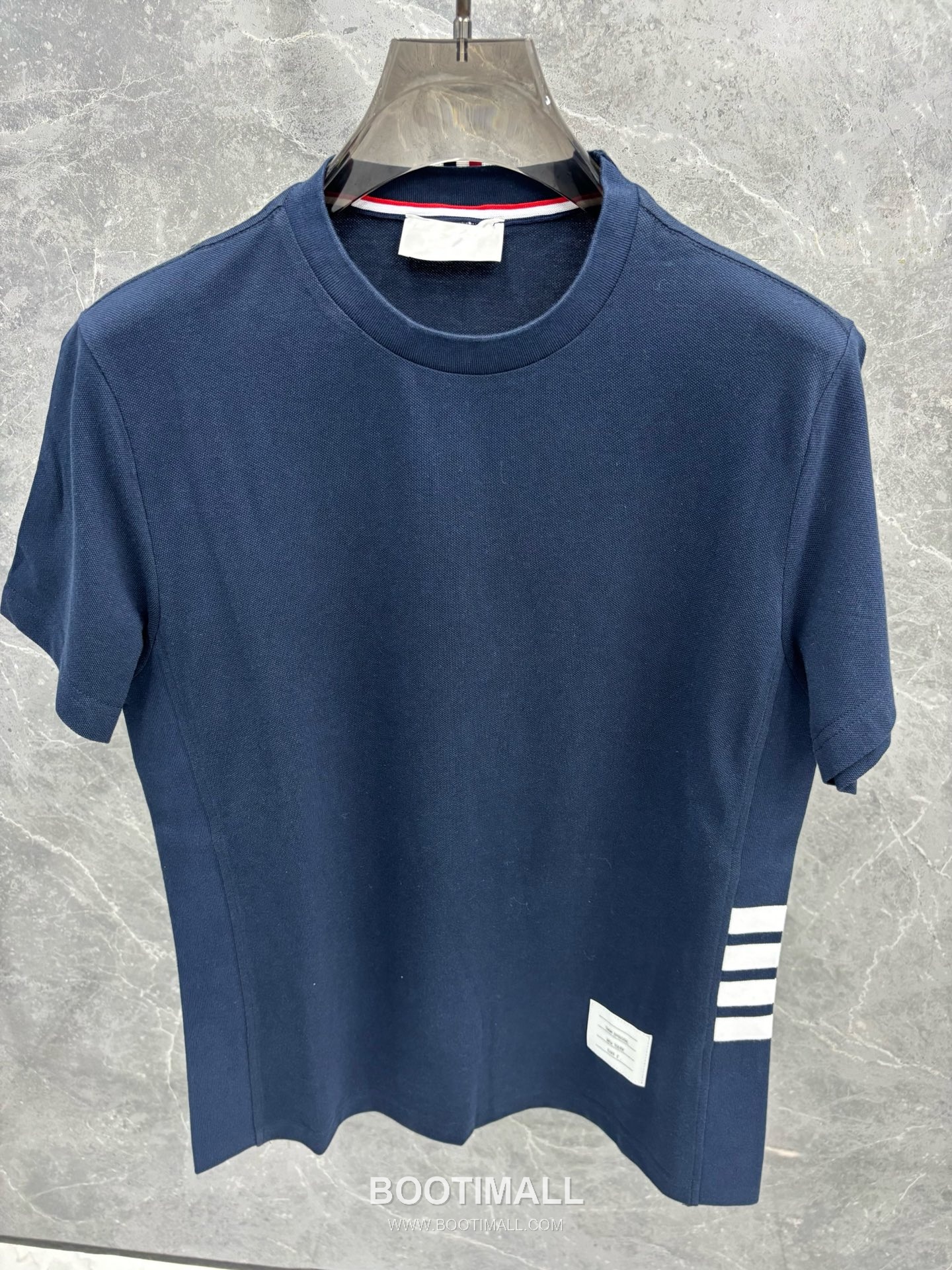 Thom Browne 4-Bar Ribbed Panel Tee Cotton Red T-Shirt 톰브라운 4바 립 패널 티 코튼 레드 티셔츠 4