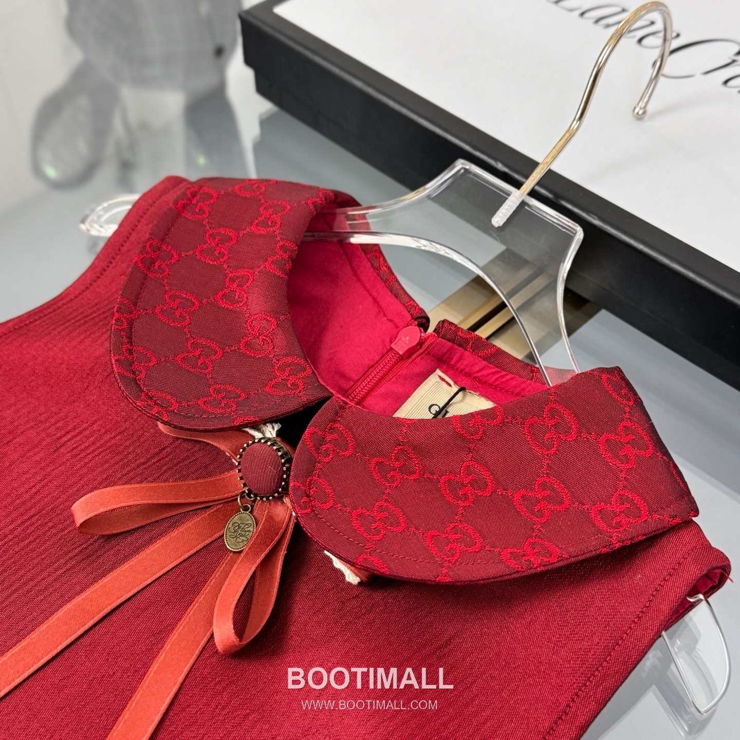 Gucci New Year GG Embroidery Dress Satin Cotton Burgundy 구찌 신년 GG 자수 드레스 새틴 코튼 버건디 4