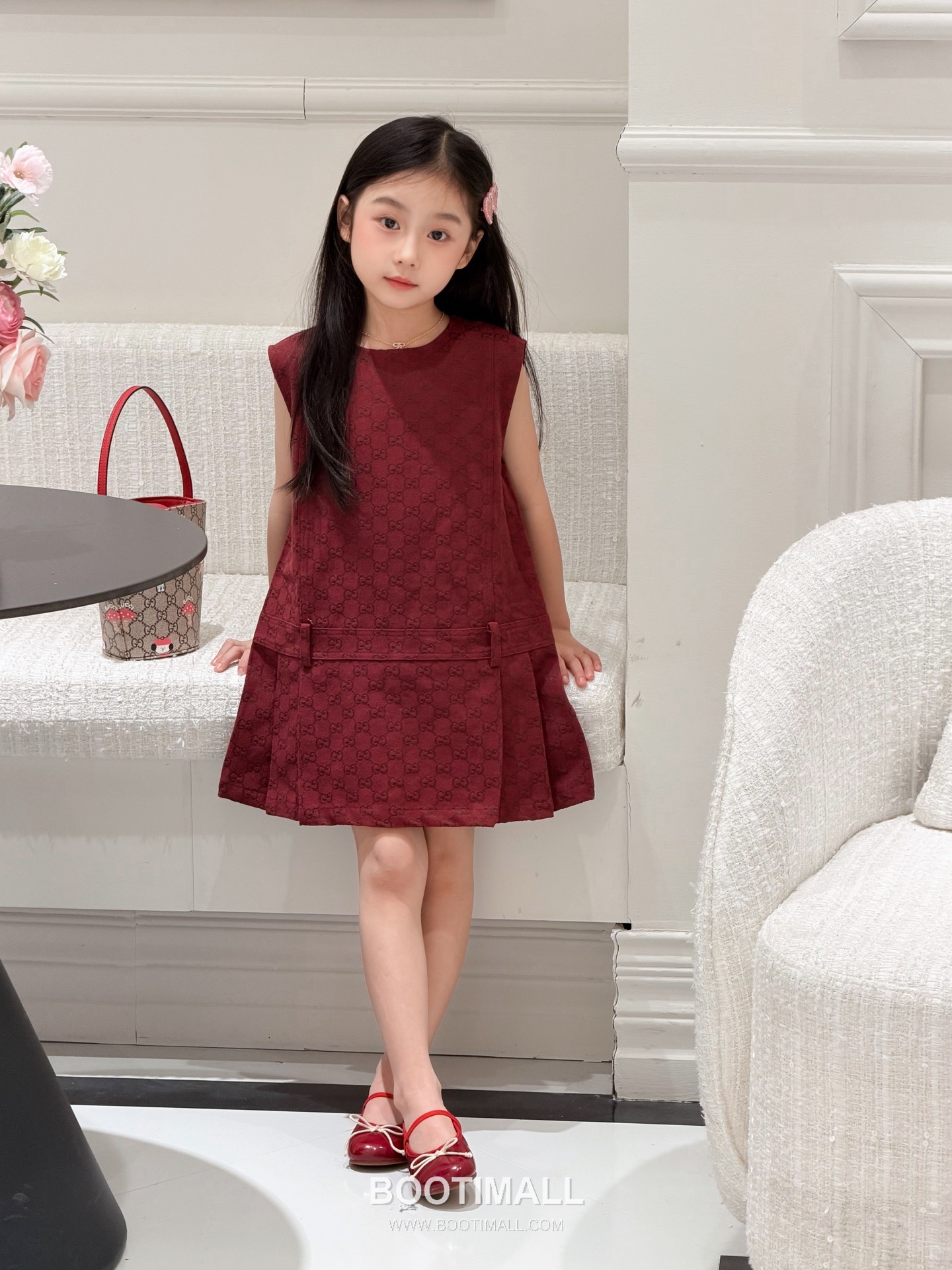 Balenciaga Jacquard Denim Vest Denim Burgundy Dress 발렌시아가 자카드 데님 베스트 데님 버건디 원피스 1