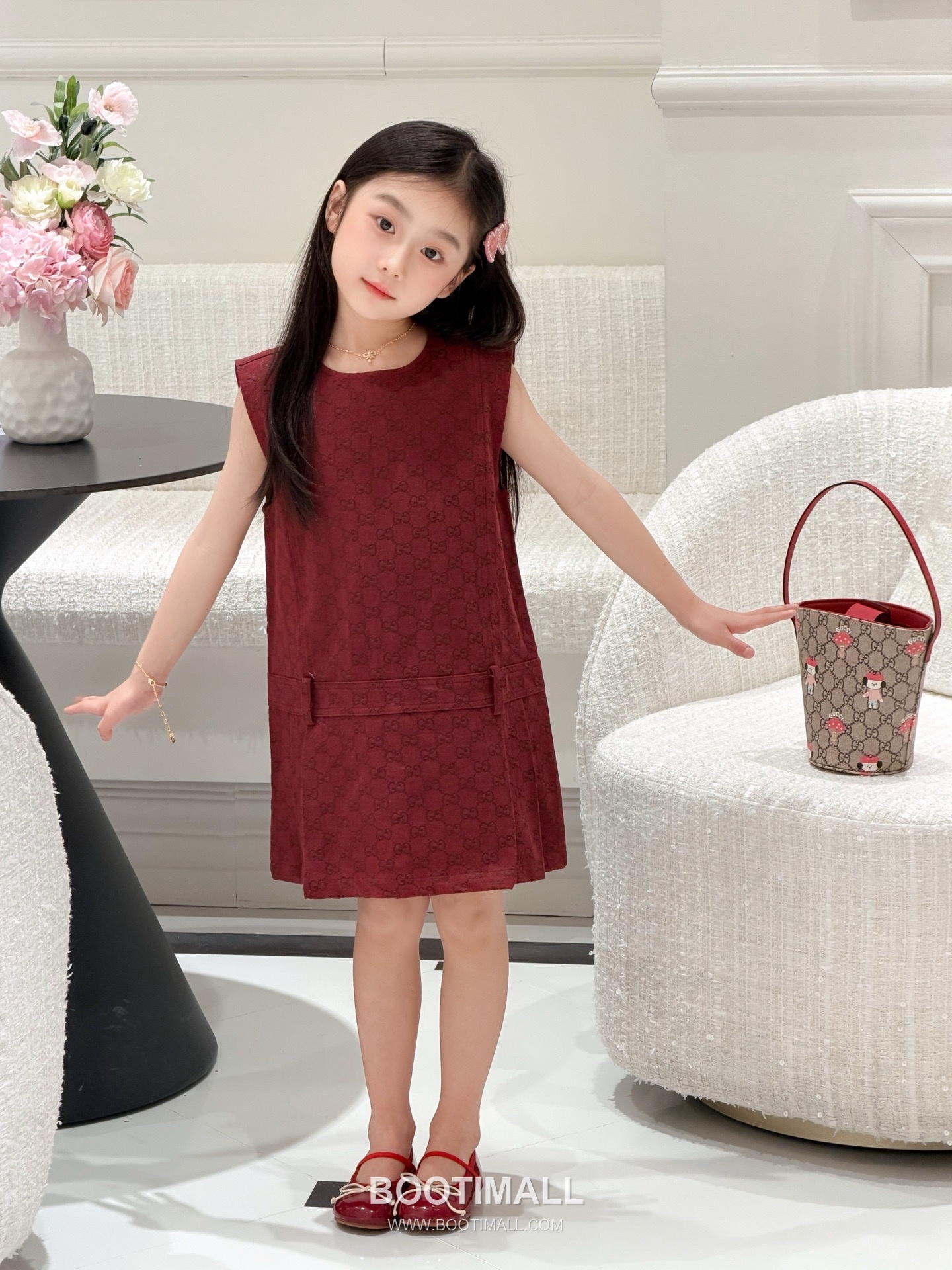 Balenciaga Jacquard Denim Vest Denim Burgundy Dress 발렌시아가 자카드 데님 베스트 데님 버건디 원피스 3