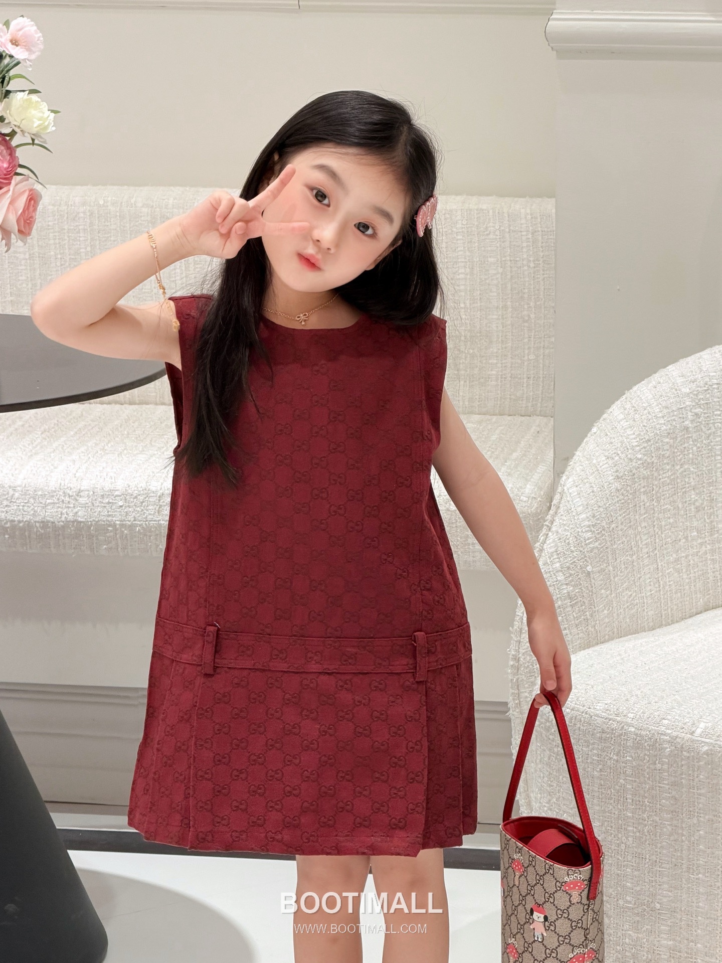 Balenciaga Jacquard Denim Vest Denim Burgundy Dress 발렌시아가 자카드 데님 베스트 데님 버건디 원피스 4