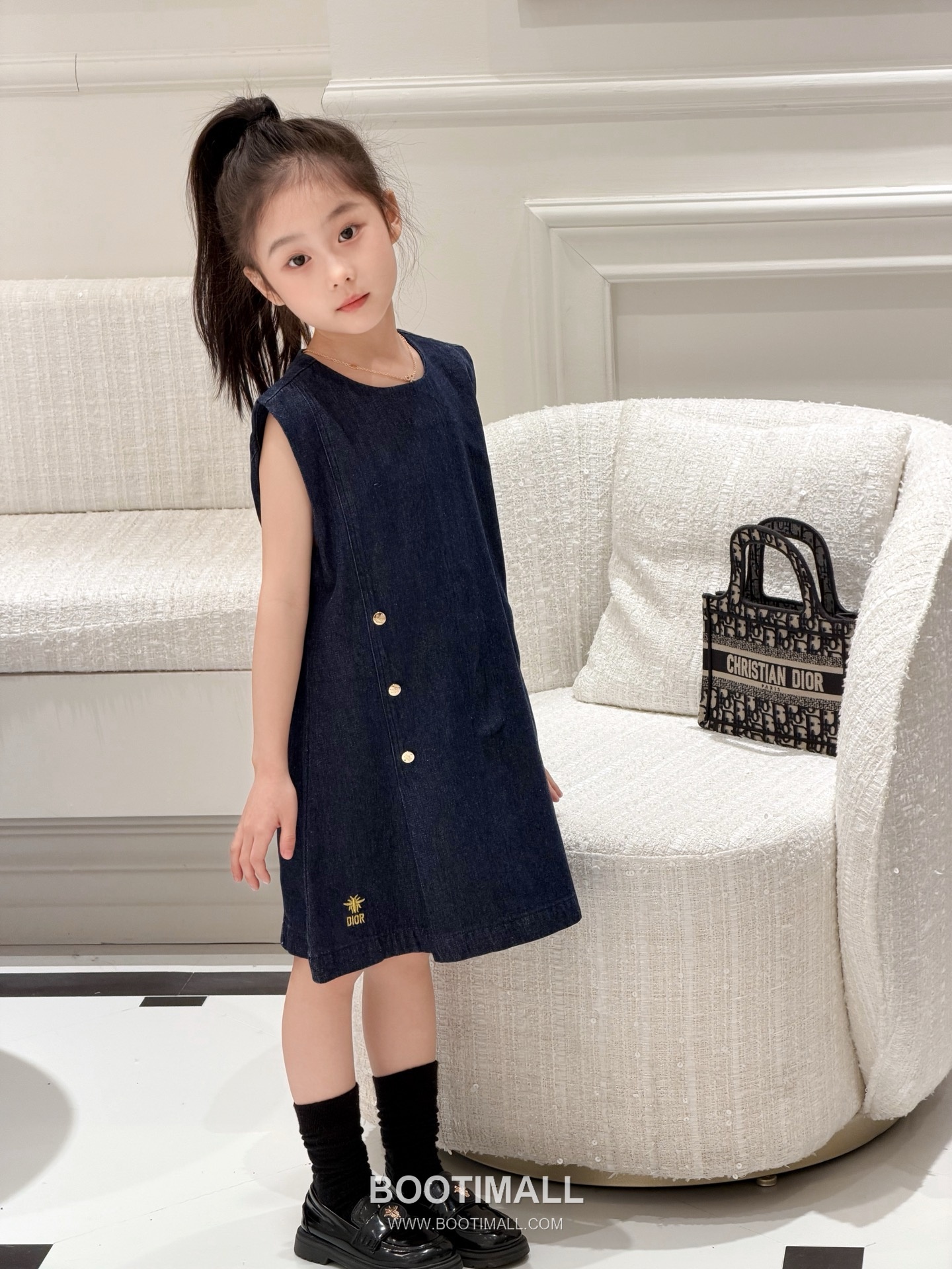 Balenciaga A-Line Denim Cotton Navy Dress 발렌시아가 A라인 데님 코튼 네이비 원피스 4