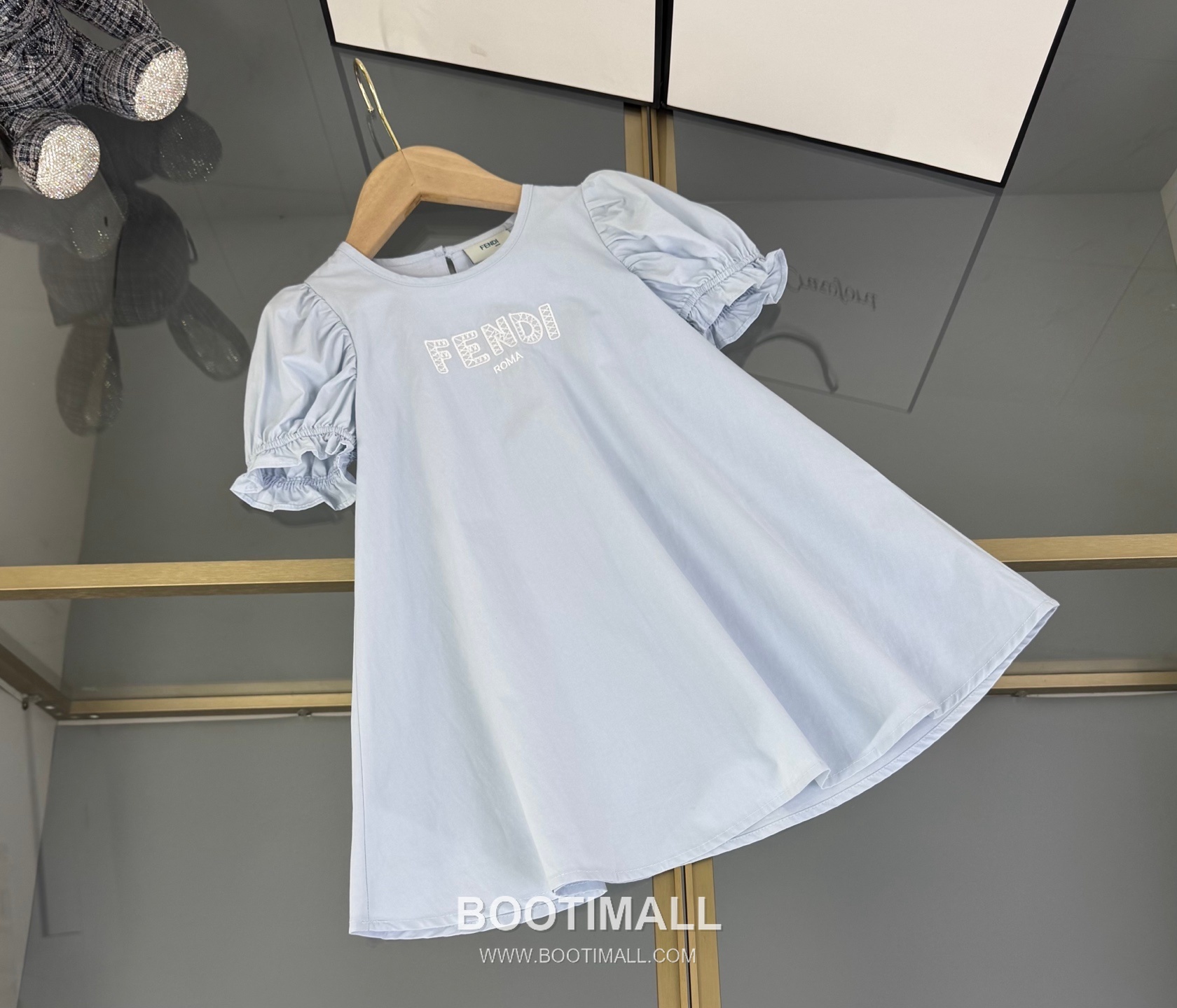 Balenciaga Letter Embroidered A-Line Light Blue Dress 발렌시아가 레터 자수 A라인 라이트 블루 드레스 5
