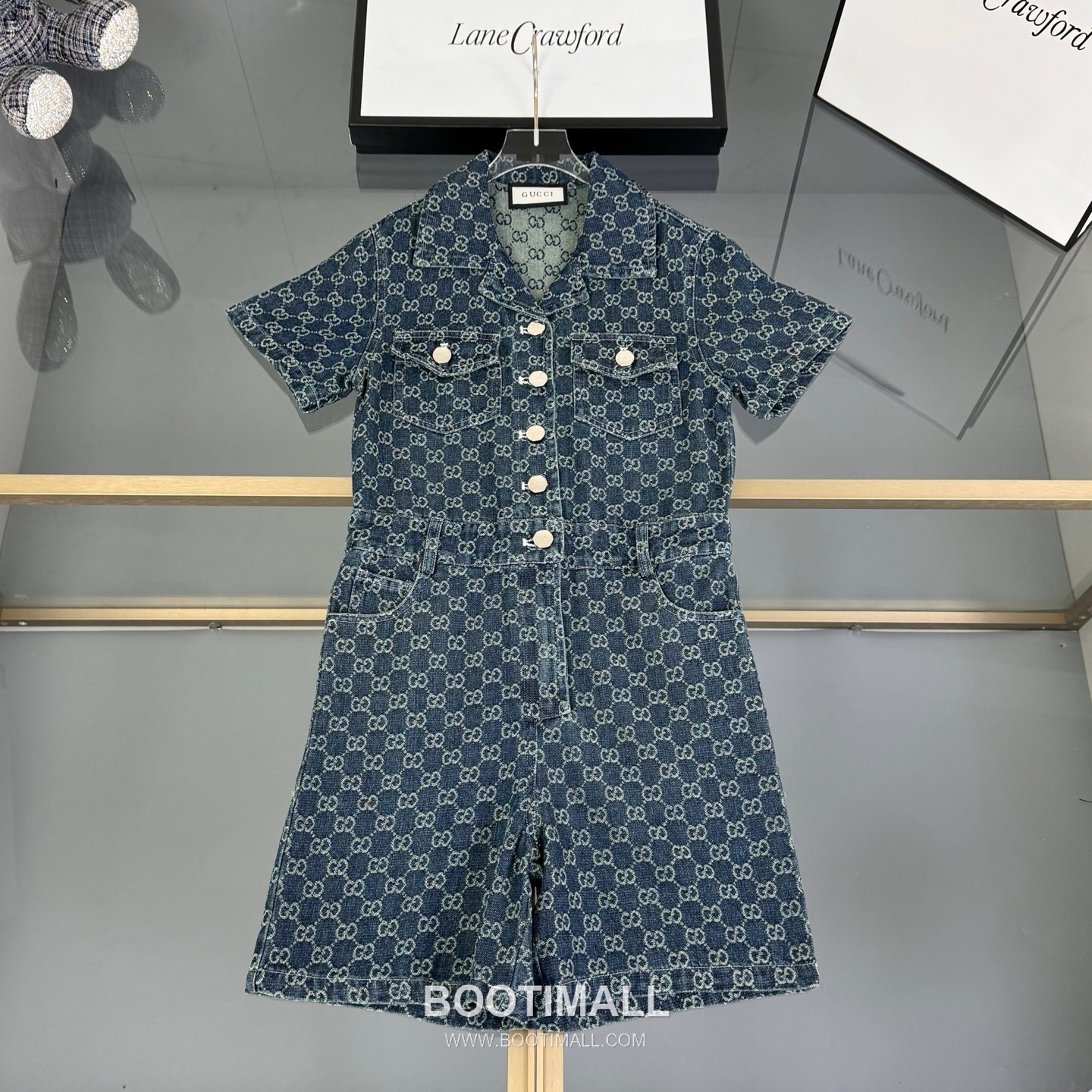 Gucci Monogram Jacquard Denim Cotton Denim Blue Jumpsuit 구찌 모노그램 자카드 데님 코튼 데님 블루 점프수트 10
