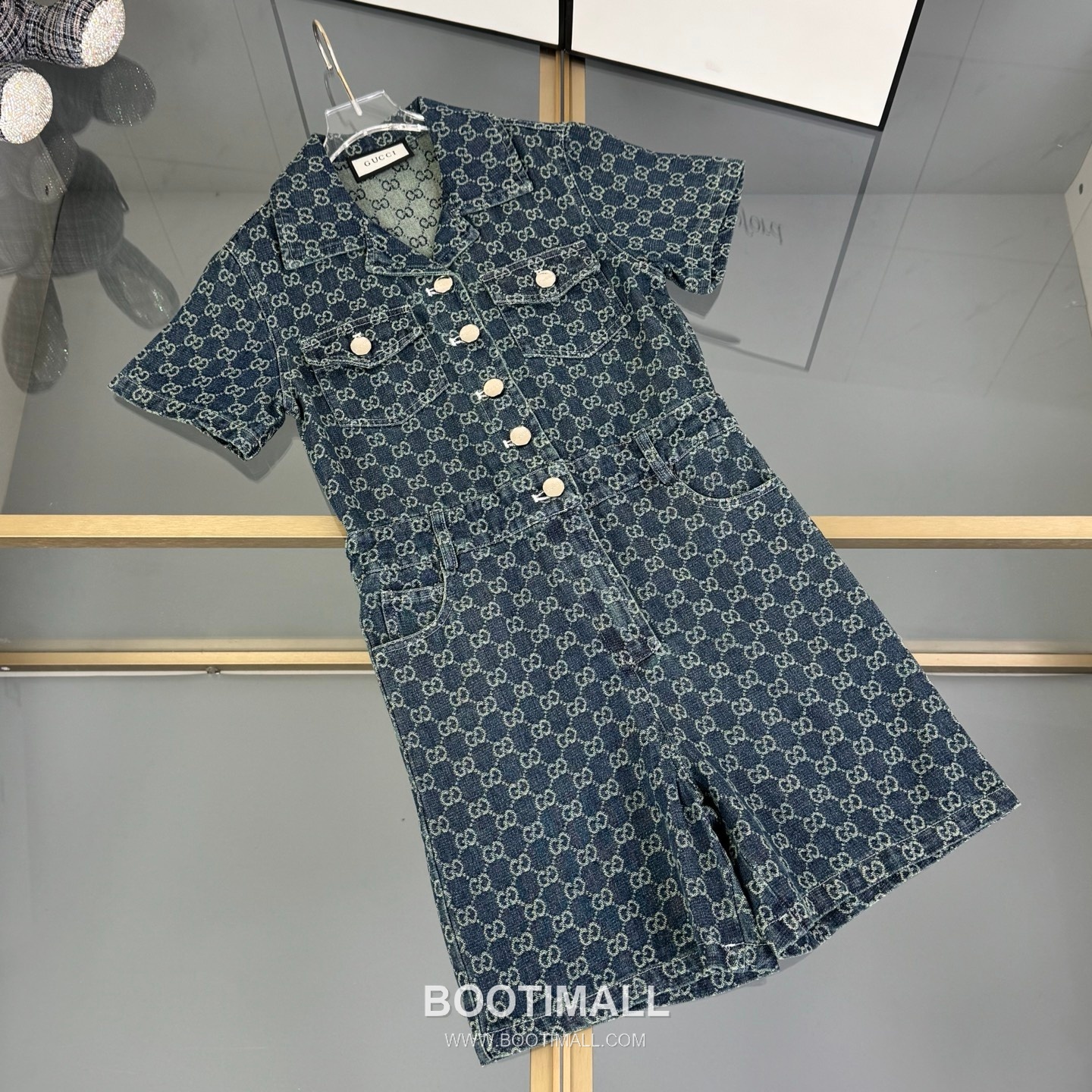 Gucci Monogram Jacquard Denim Cotton Denim Blue Jumpsuit 구찌 모노그램 자카드 데님 코튼 데님 블루 점프수트 11
