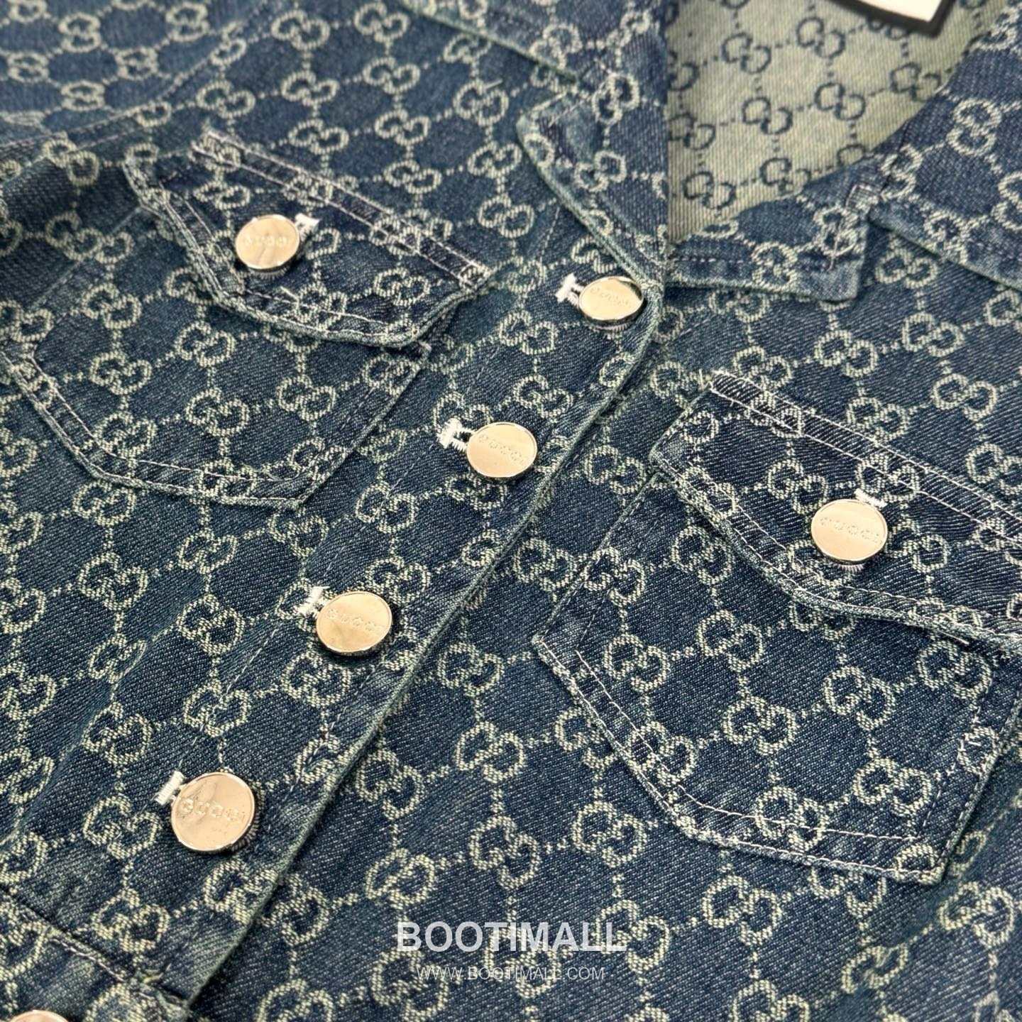 Gucci Monogram Jacquard Denim Cotton Denim Blue Jumpsuit 구찌 모노그램 자카드 데님 코튼 데님 블루 점프수트 15