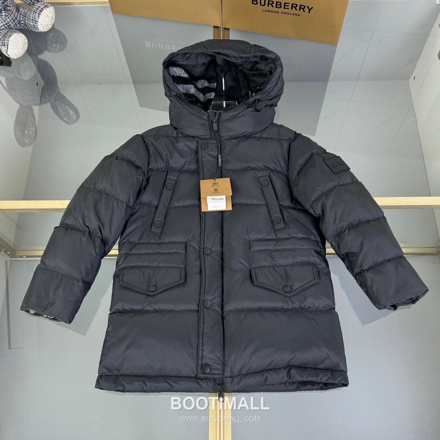 Burberry Long Hooded Down Coat Polyester, White Duck Down Black 버버리 롱 후드 다운 코트 폴리에스터, 화이트 덕다운 블랙 2