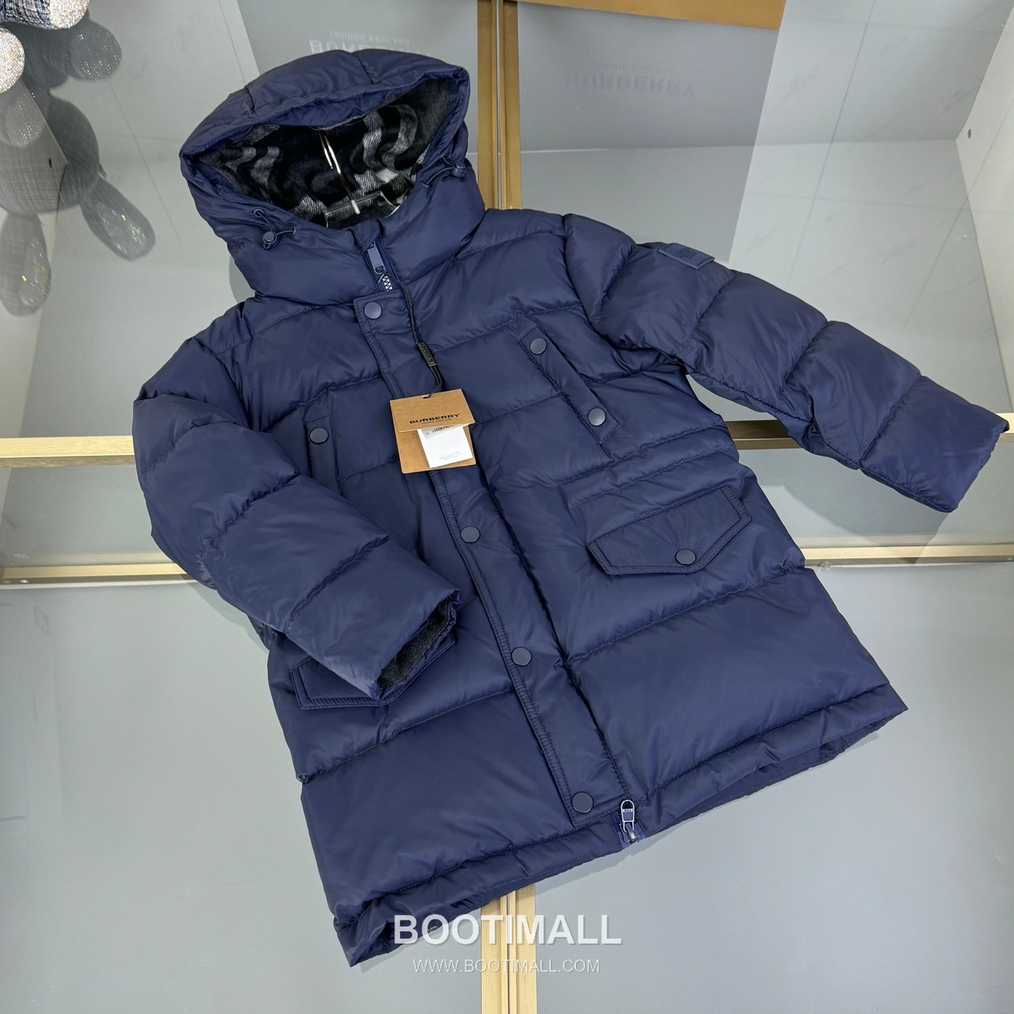 Burberry Long Hooded Down Coat Polyester, White Duck Down Black 버버리 롱 후드 다운 코트 폴리에스터, 화이트 덕다운 블랙 4