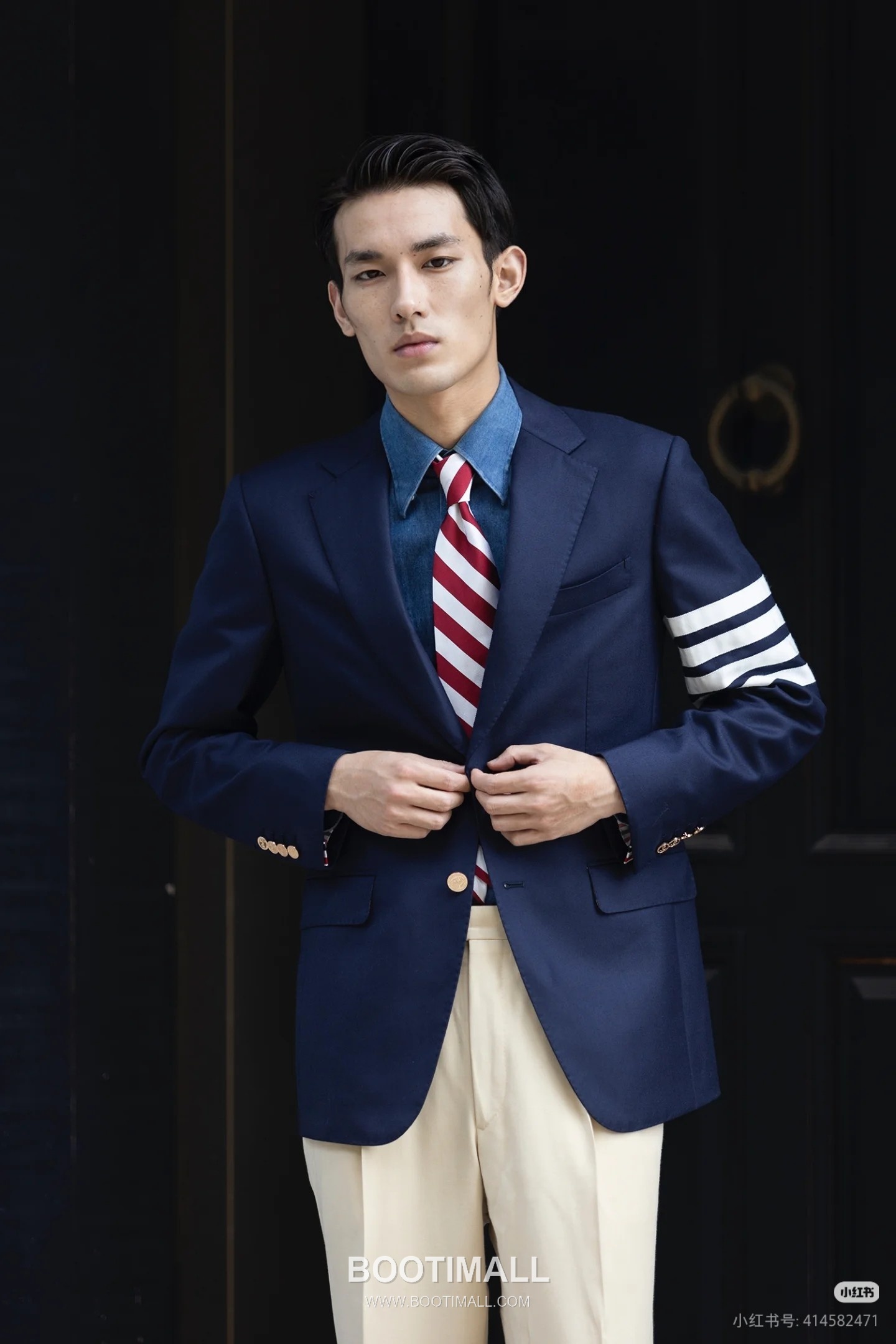 Burberry Striped Sleeve Wool Blazer Wool Blue 버버리 스트라이프 슬리브 울 블레이저 울 블루 1