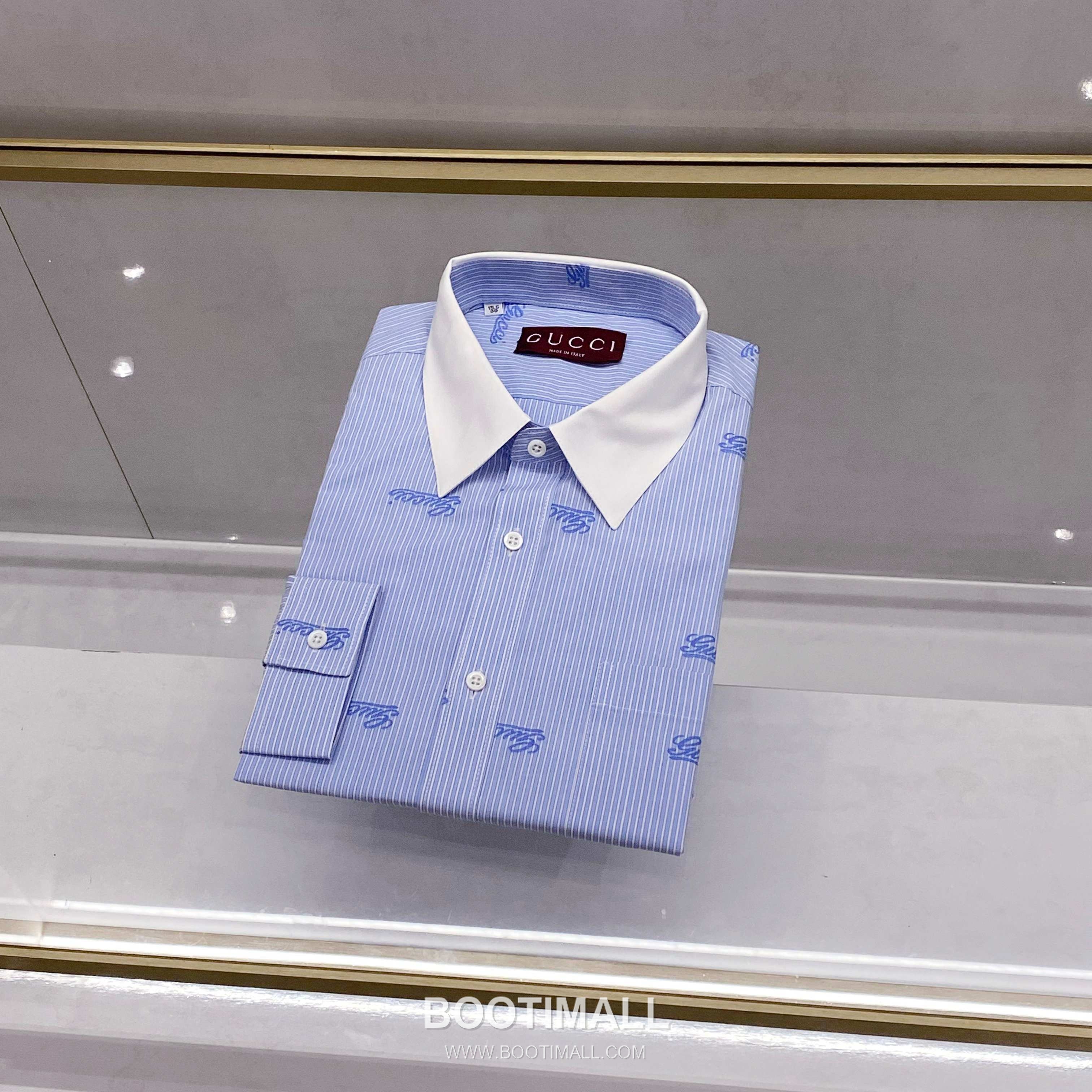 Gucci Striped Jacquard Shirt Cotton Blue 구찌 스트라이프 자카드 셔츠 코튼 블루 1