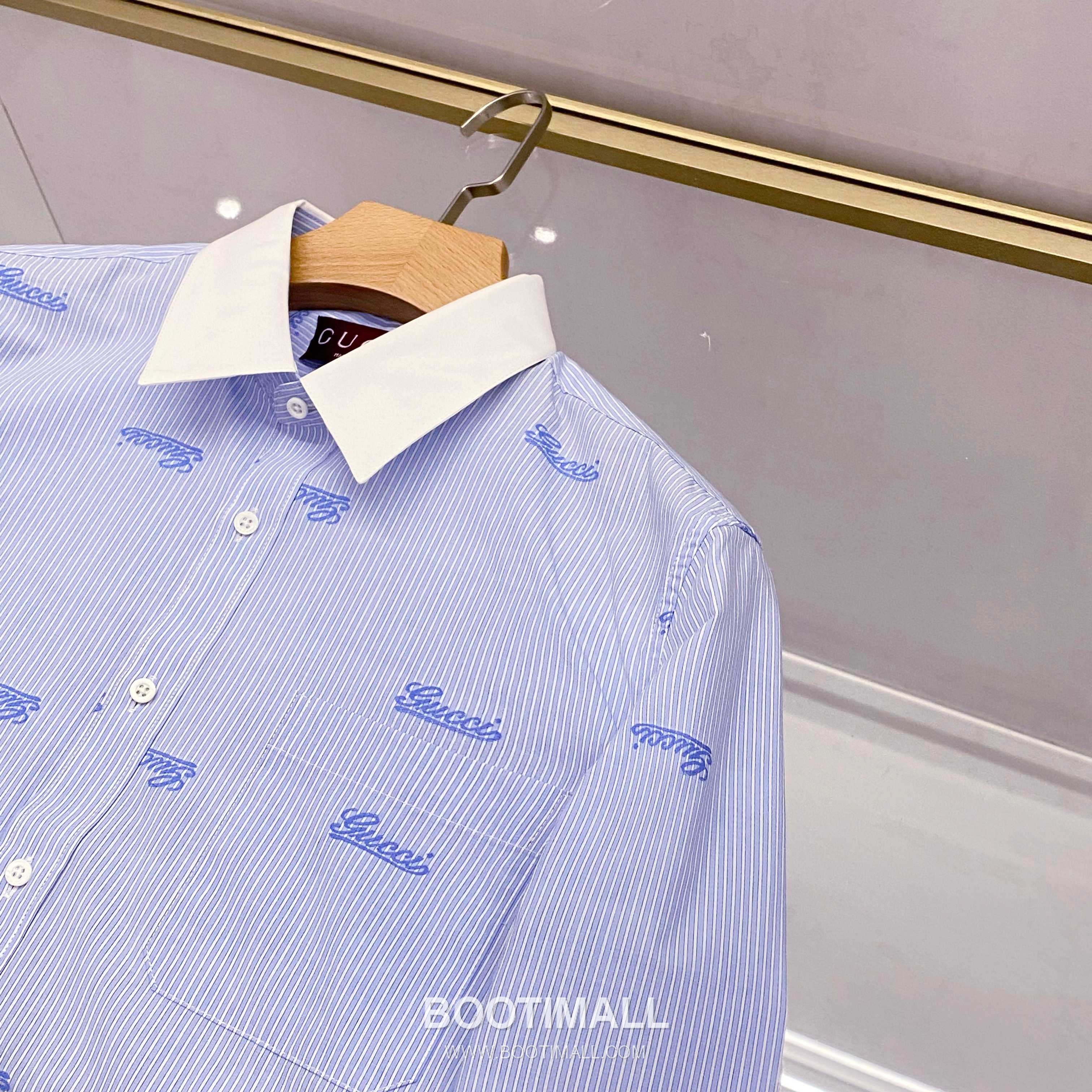 Gucci Striped Jacquard Shirt Cotton Blue 구찌 스트라이프 자카드 셔츠 코튼 블루 3