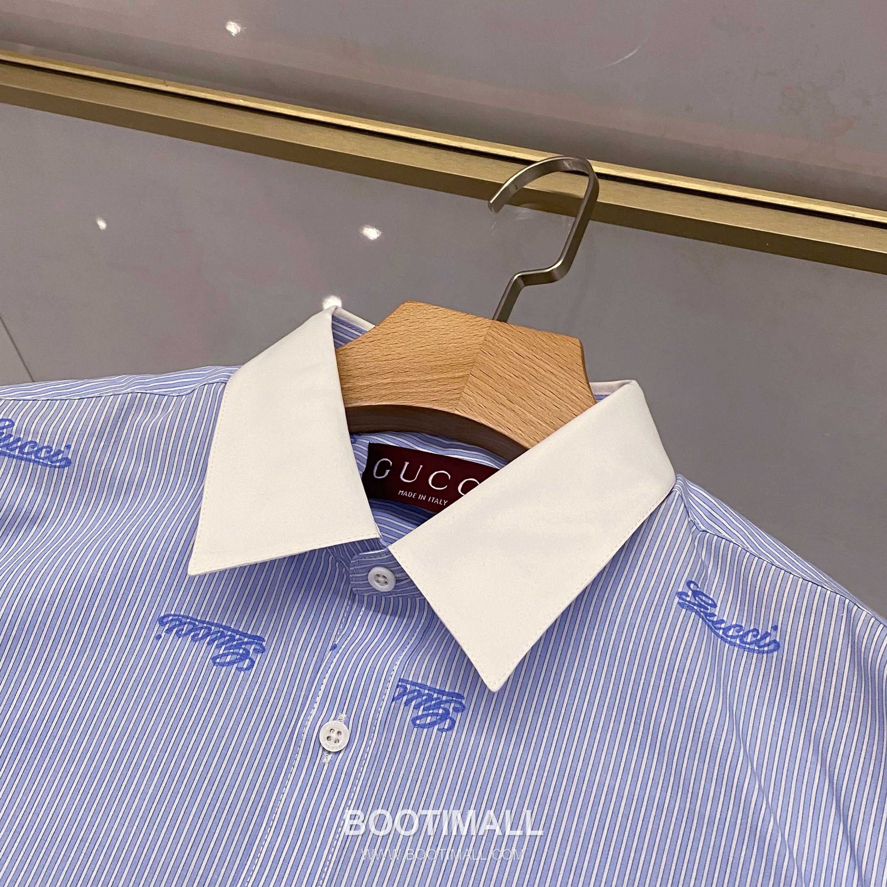 Gucci Striped Jacquard Shirt Cotton Blue 구찌 스트라이프 자카드 셔츠 코튼 블루 4