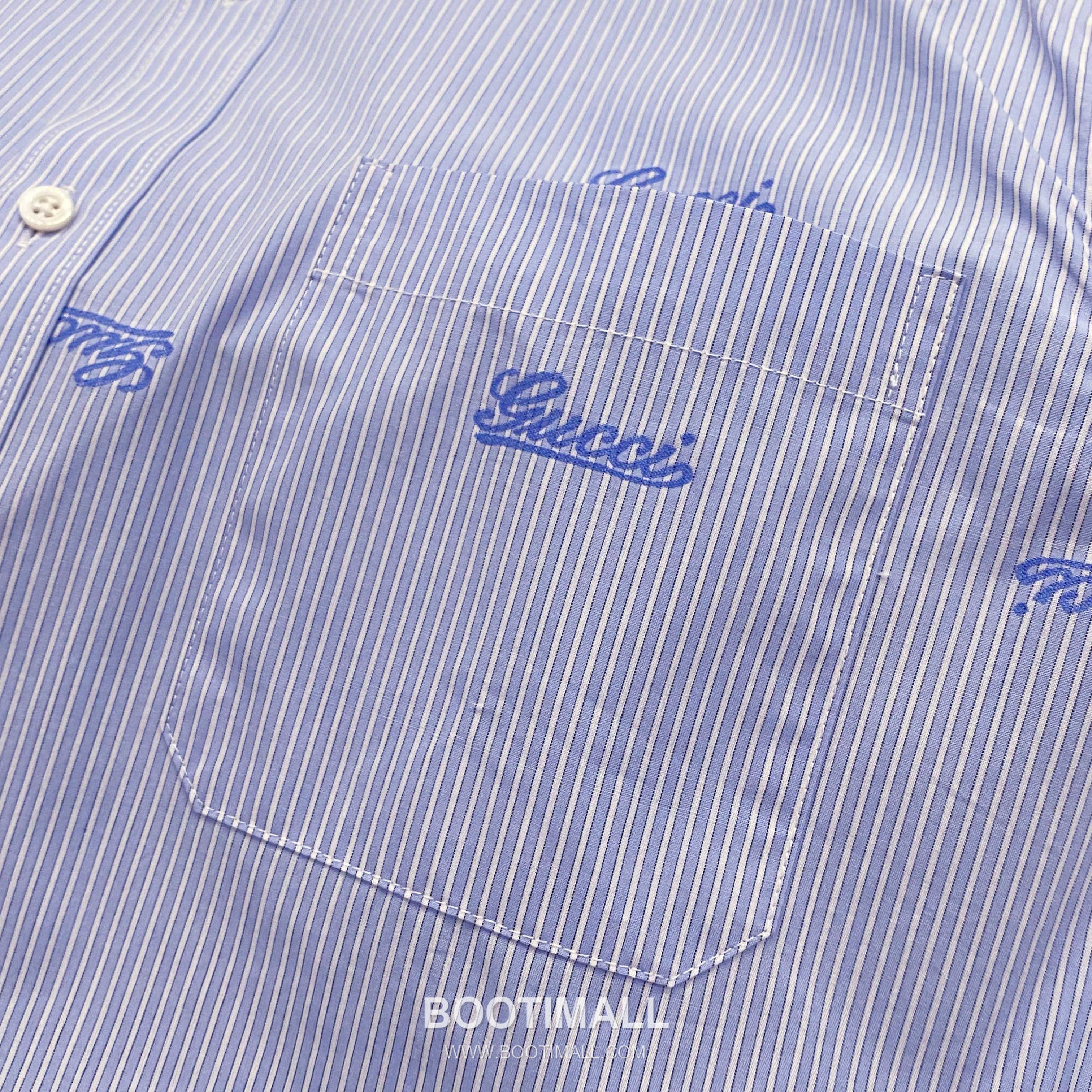 Gucci Striped Jacquard Shirt Cotton Blue 구찌 스트라이프 자카드 셔츠 코튼 블루 5