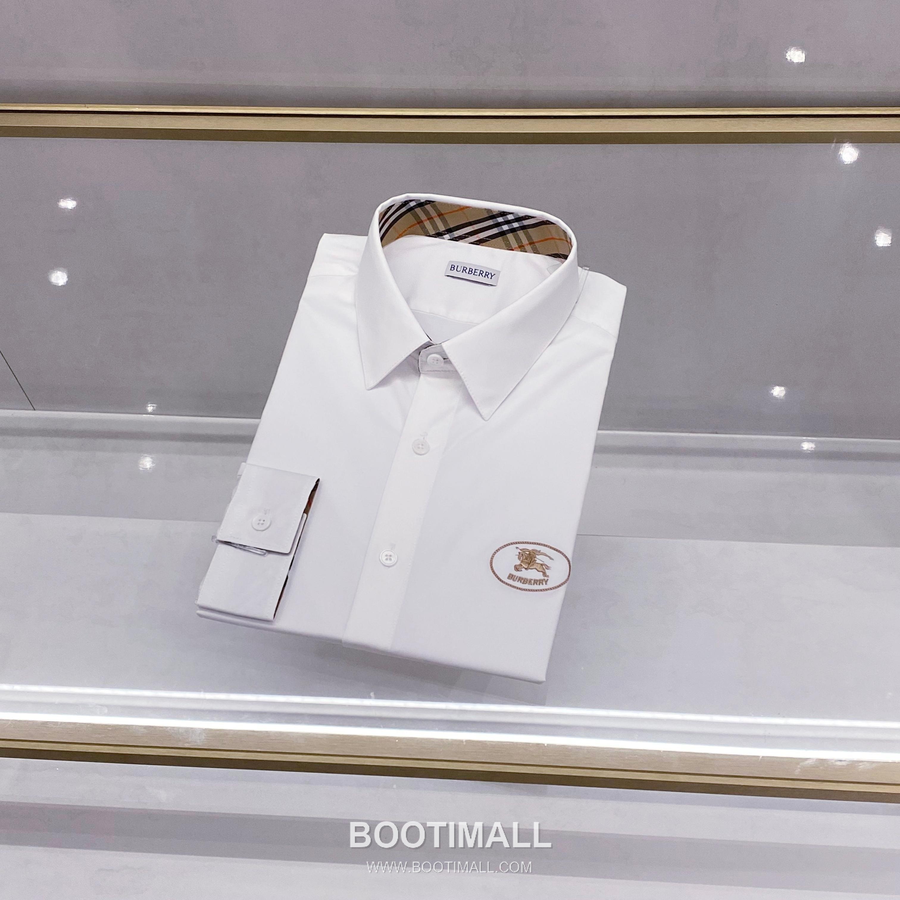 Burberry Equestrian Logo Poplin Shirt Cotton White 버버리 이퀘스트리안 로고 팝린 셔츠 코튼 화이트 1