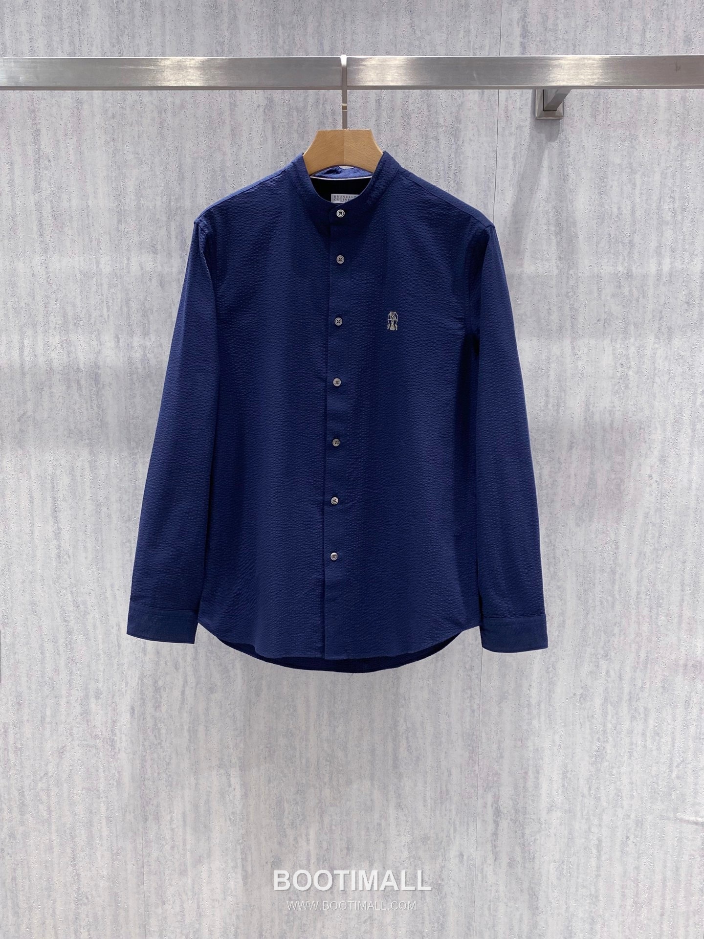 Brunello Cucinelli Seersucker Stand Collar Shirt Cotton White 시어서커 스탠드칼라 셔츠 코튼 화이트 3