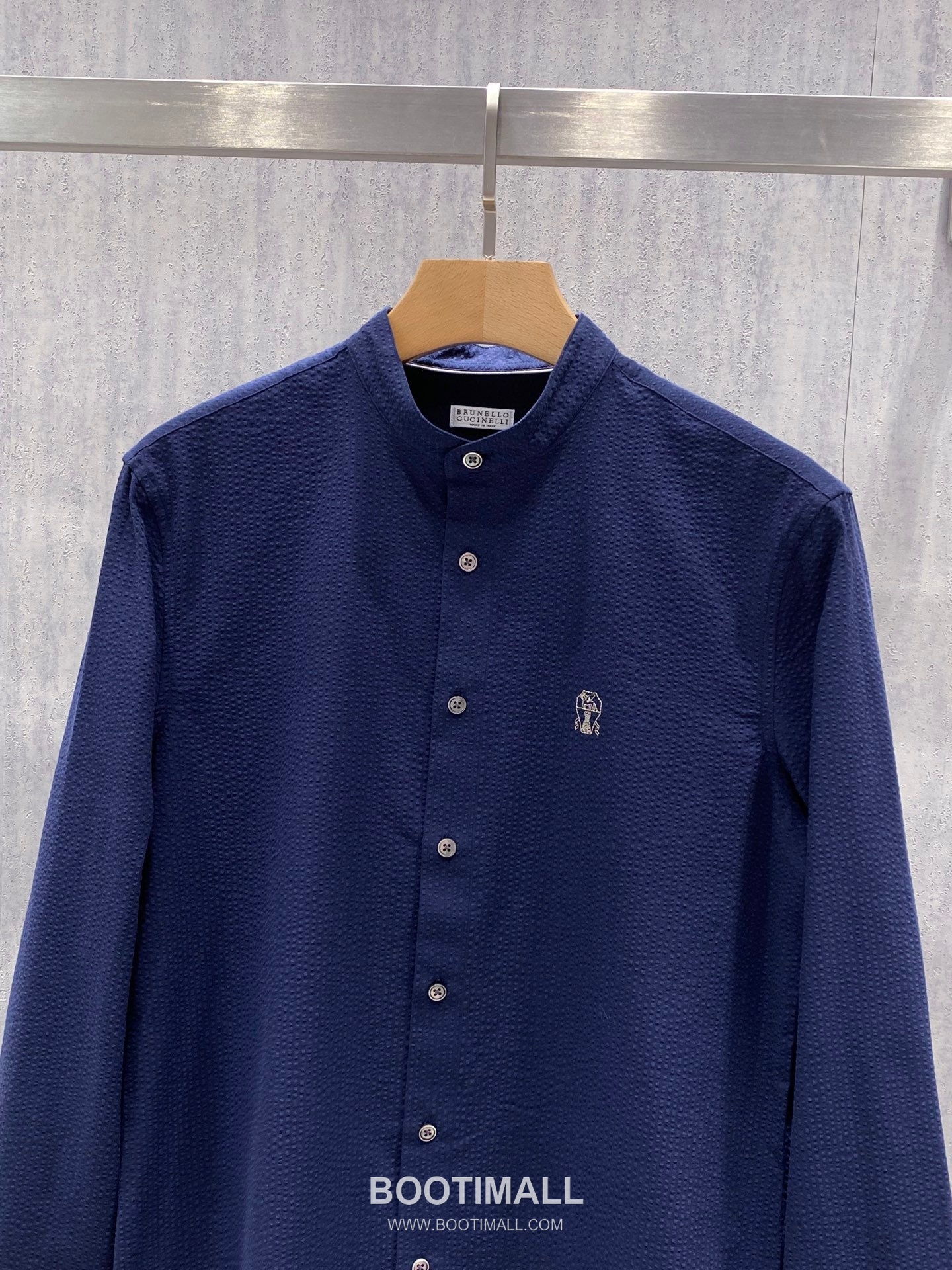 Brunello Cucinelli Seersucker Stand Collar Shirt Cotton White 시어서커 스탠드칼라 셔츠 코튼 화이트 5