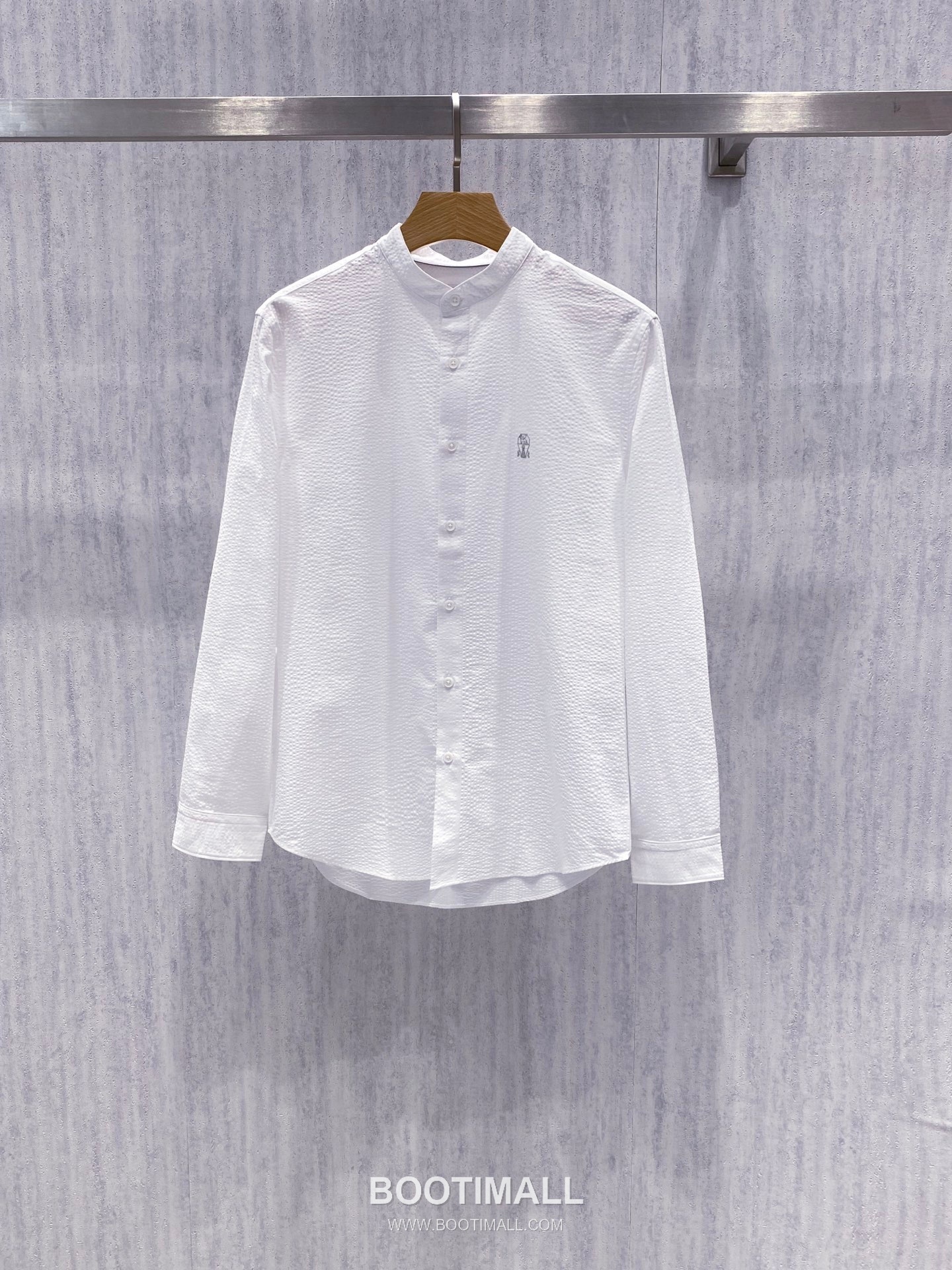 Brunello Cucinelli Seersucker Stand Collar Shirt Cotton White 시어서커 스탠드칼라 셔츠 코튼 화이트 3