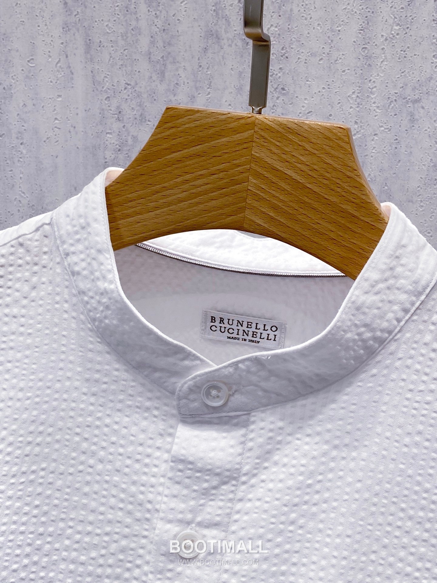 Brunello Cucinelli Seersucker Stand Collar Shirt Cotton White 시어서커 스탠드칼라 셔츠 코튼 화이트 6