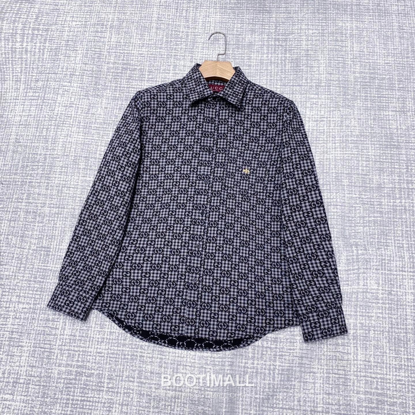 Gucci Double G Jacquard Check Shirt Cotton Black Jacket 구찌 더블 G 자카드 체크 셔츠 코튼 블랙 자켓 2