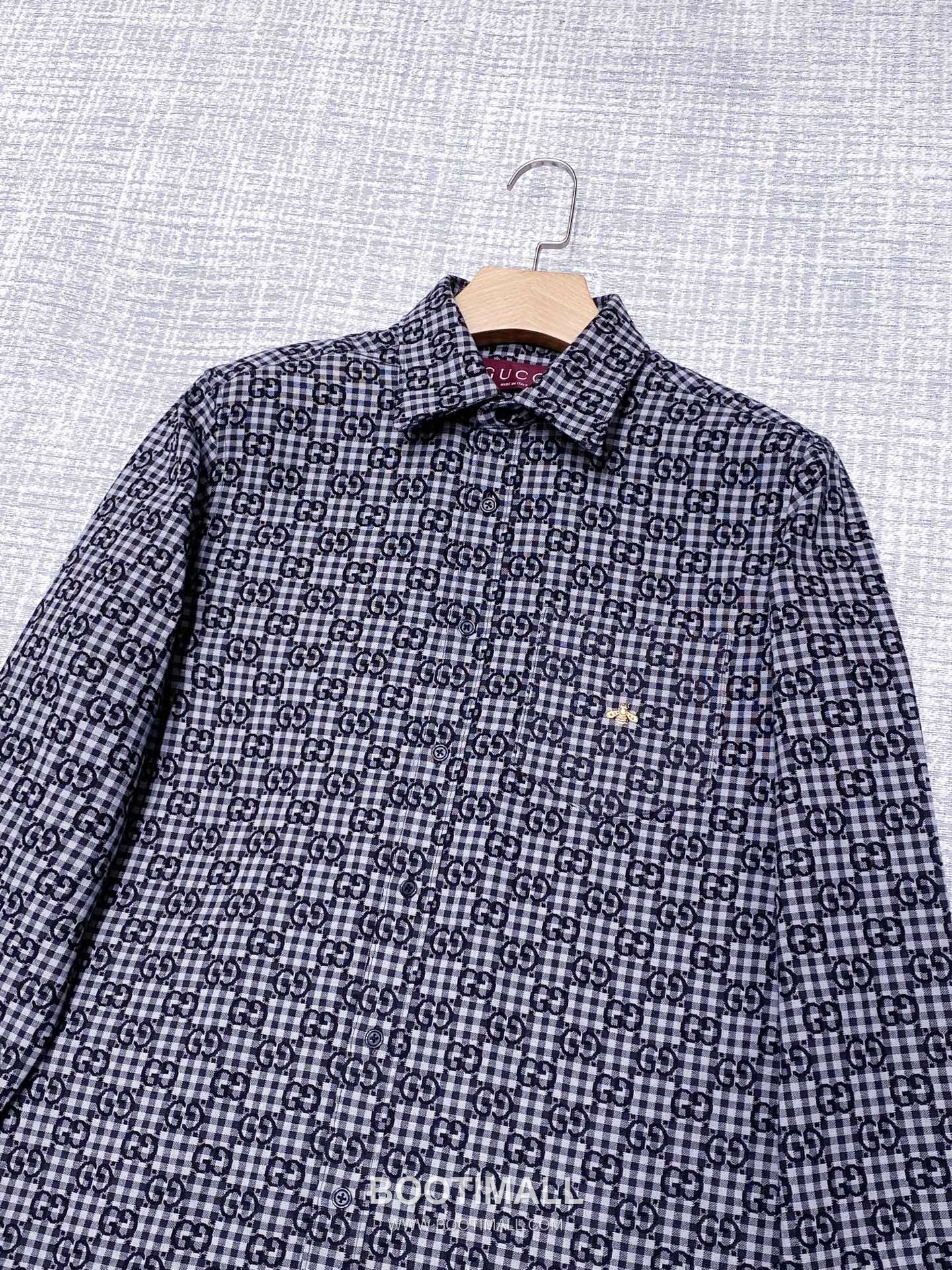 Gucci Double G Jacquard Check Shirt Cotton Black Jacket 구찌 더블 G 자카드 체크 셔츠 코튼 블랙 자켓 3