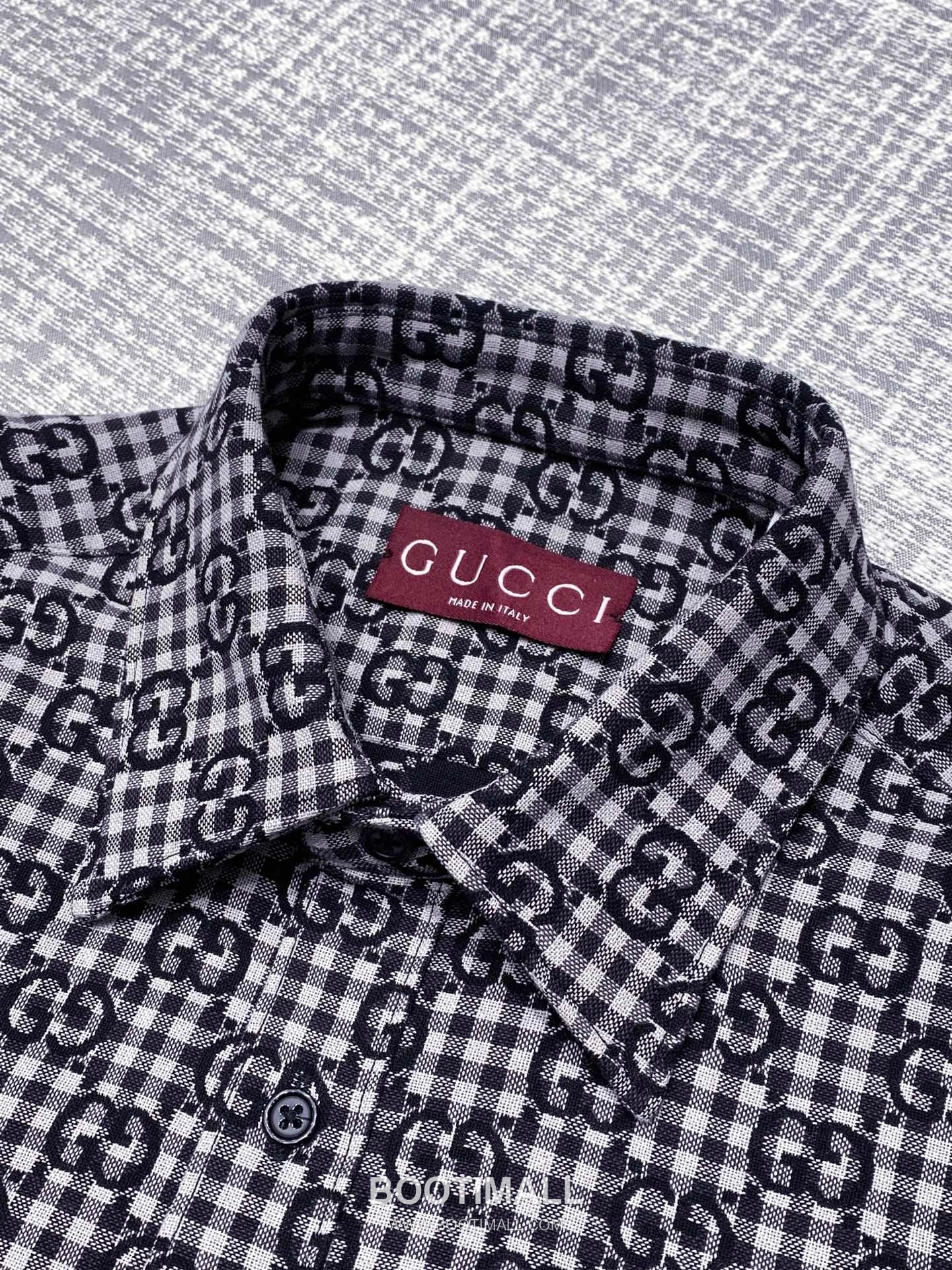 Gucci Double G Jacquard Check Shirt Cotton Black Jacket 구찌 더블 G 자카드 체크 셔츠 코튼 블랙 자켓 5