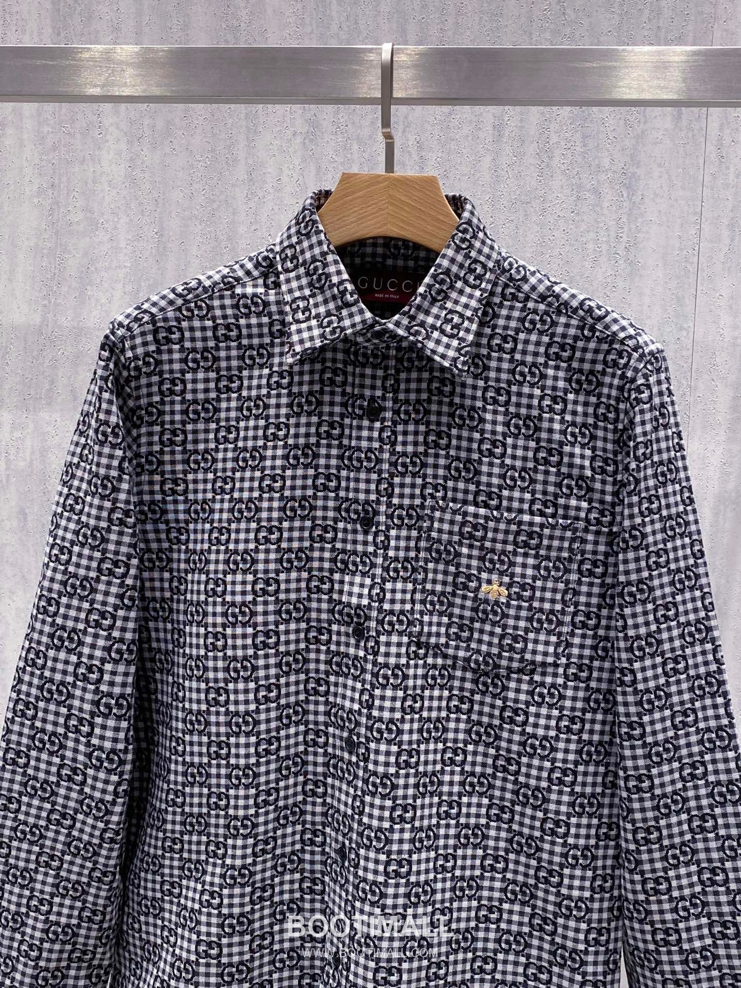 Gucci Double G Jacquard Check Shirt Cotton Black Jacket 구찌 더블 G 자카드 체크 셔츠 코튼 블랙 자켓 14