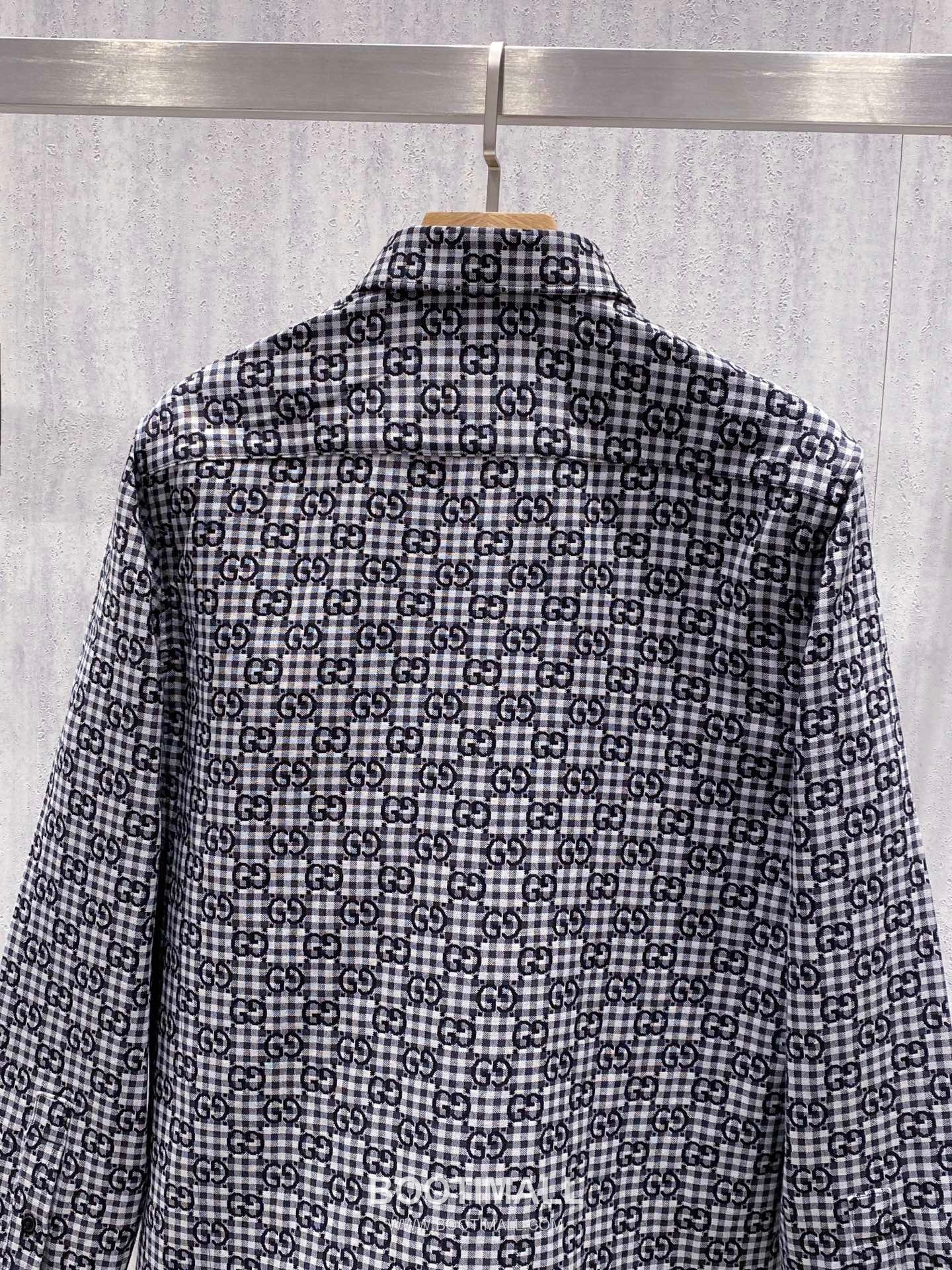 Gucci Double G Jacquard Check Shirt Cotton Black Jacket 구찌 더블 G 자카드 체크 셔츠 코튼 블랙 자켓 15