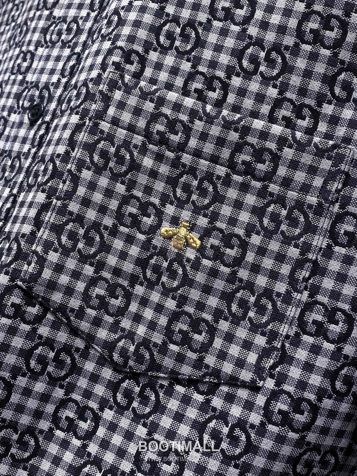 Gucci Double G Jacquard Check Shirt Cotton Black Jacket 구찌 더블 G 자카드 체크 셔츠 코튼 블랙 자켓 17