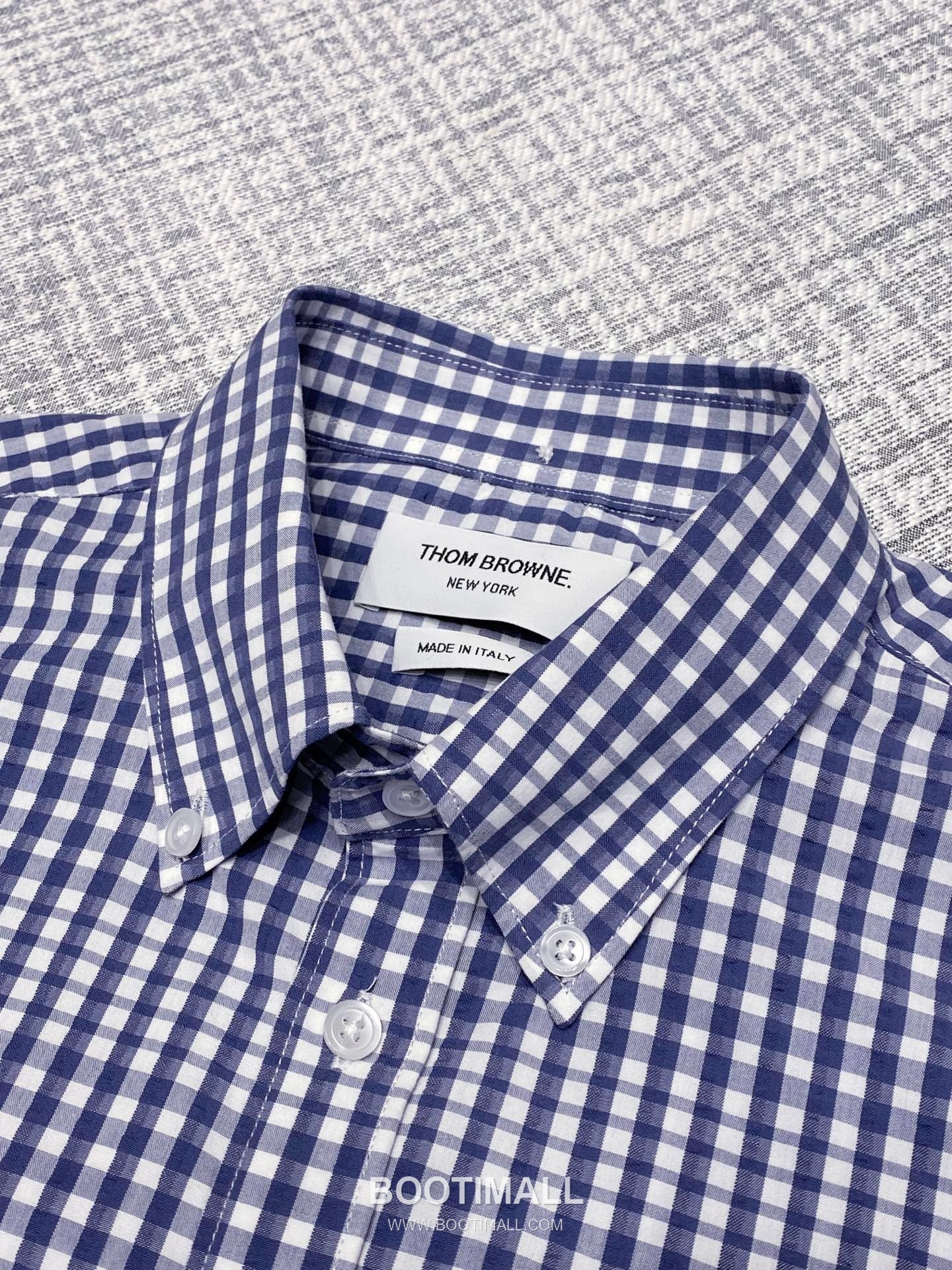 Thom Browne 2026 Early Spring Plaid Shirt Jacket Cotton Blend Grey 톰브라운 2026 얼리 스프링 체크 셔츠 자켓 코튼 블렌드 블루 5