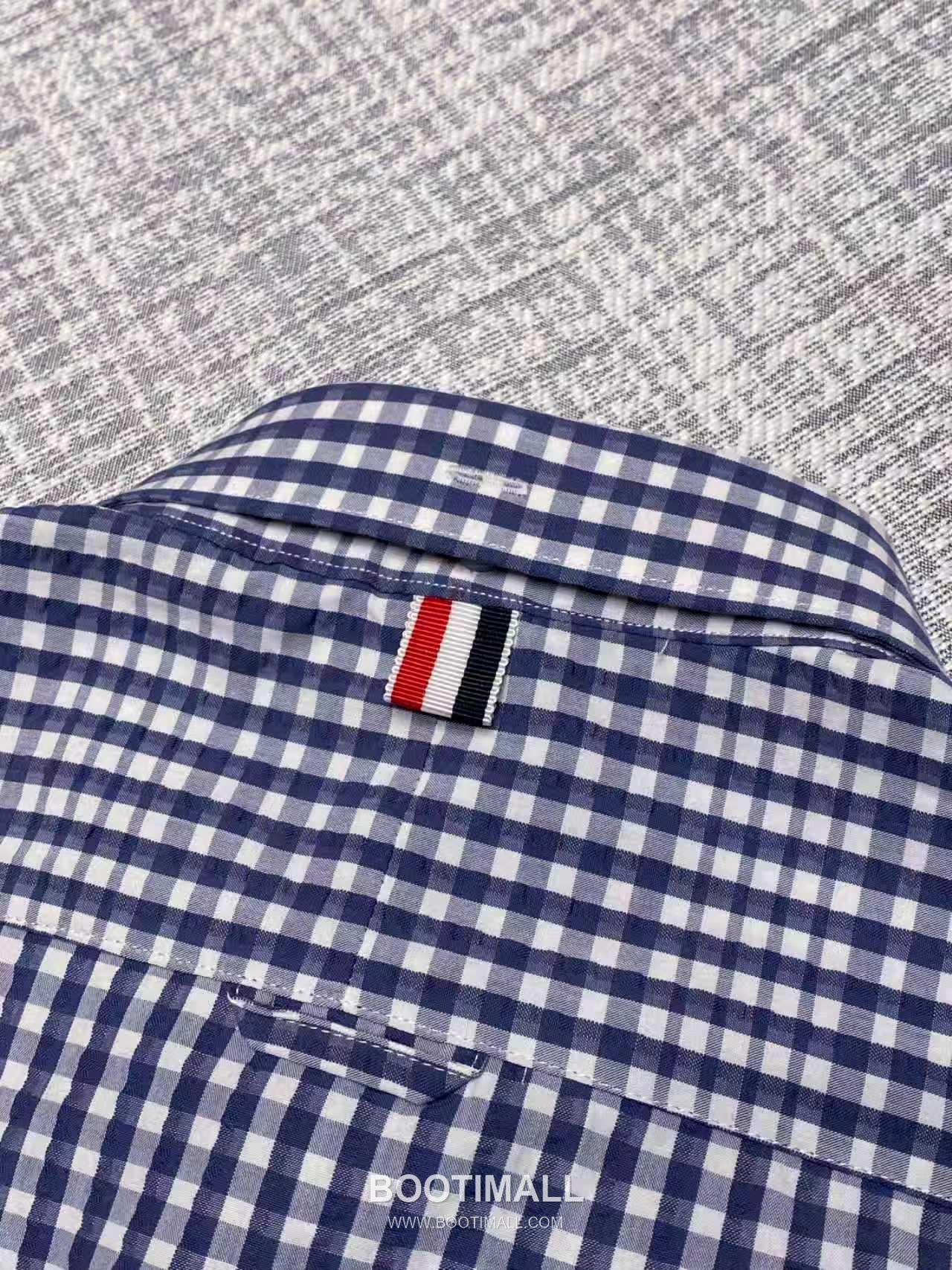 Thom Browne 2026 Early Spring Plaid Shirt Jacket Cotton Blend Grey 톰브라운 2026 얼리 스프링 체크 셔츠 자켓 코튼 블렌드 블루 6