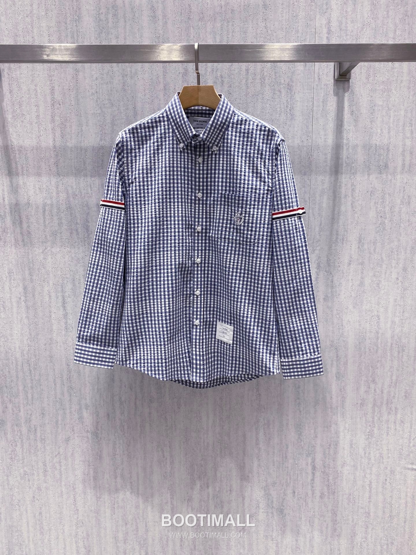 Thom Browne 2026 Early Spring Plaid Shirt Jacket Cotton Blend Grey 톰브라운 2026 얼리 스프링 체크 셔츠 자켓 코튼 블렌드 블루 10