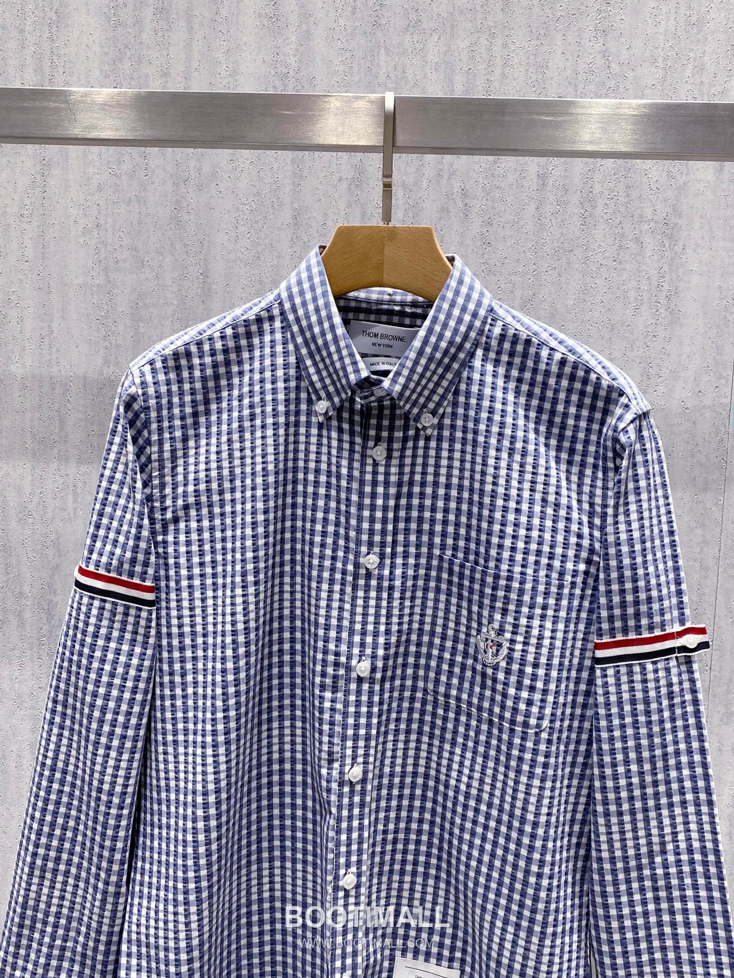 Thom Browne 2026 Early Spring Plaid Shirt Jacket Cotton Blend Grey 톰브라운 2026 얼리 스프링 체크 셔츠 자켓 코튼 블렌드 블루 14