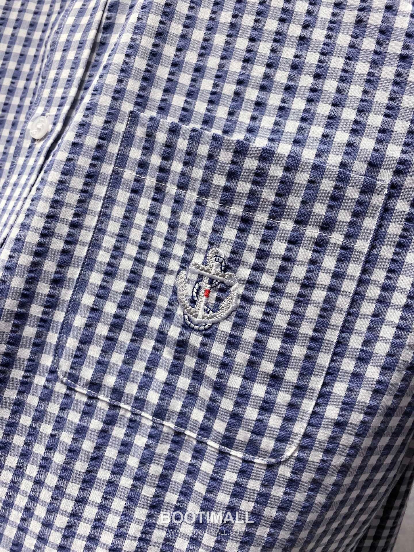 Thom Browne 2026 Early Spring Plaid Shirt Jacket Cotton Blend Grey 톰브라운 2026 얼리 스프링 체크 셔츠 자켓 코튼 블렌드 블루 17