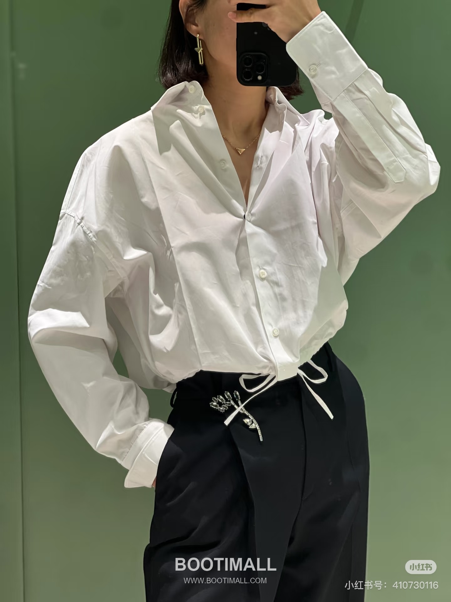 Prada Drawstring Detail Shirt White 프라다 드로스트링 디테일 셔츠 화이트 3