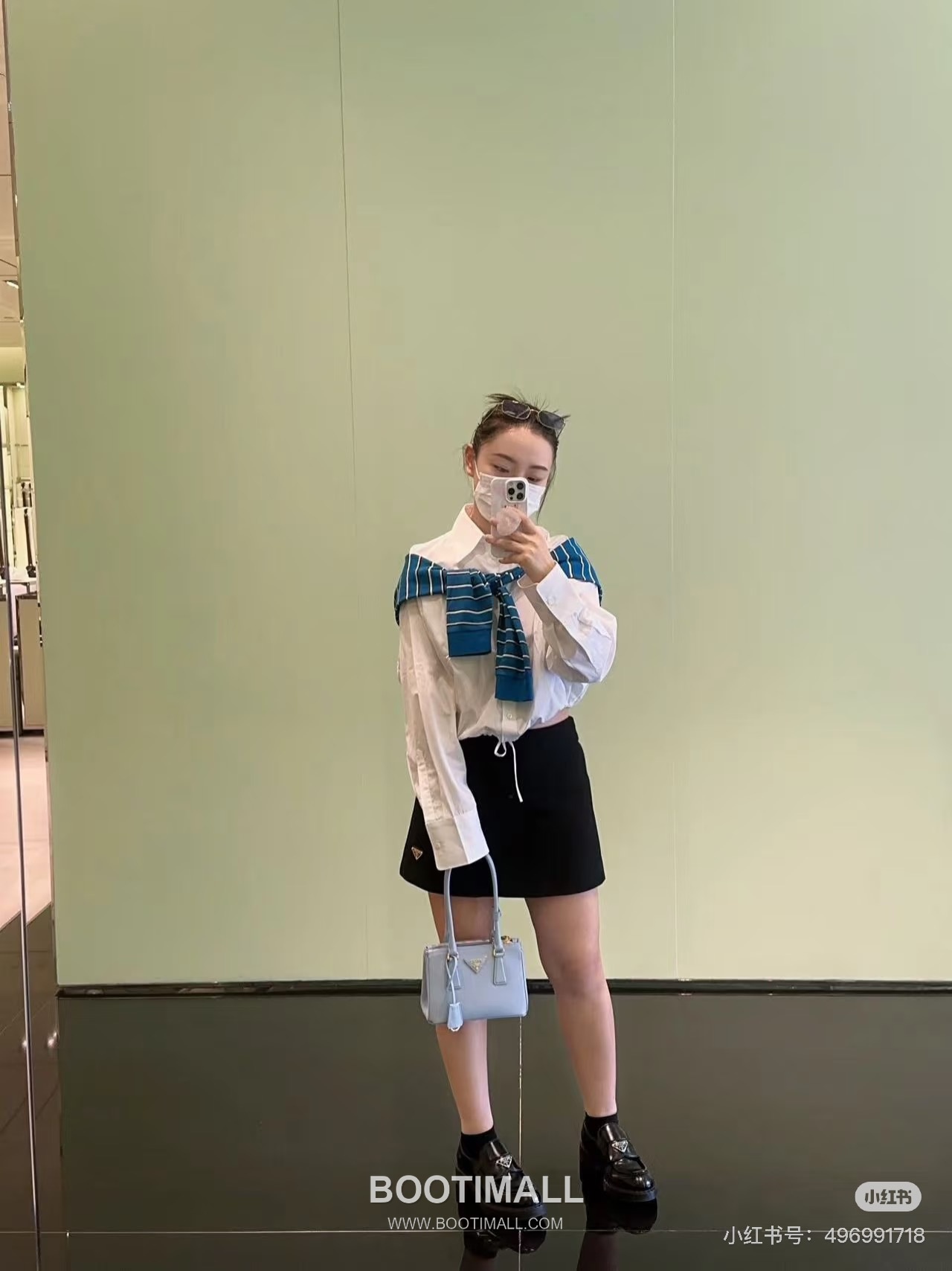 Prada Drawstring Detail Shirt White 프라다 드로스트링 디테일 셔츠 화이트 5