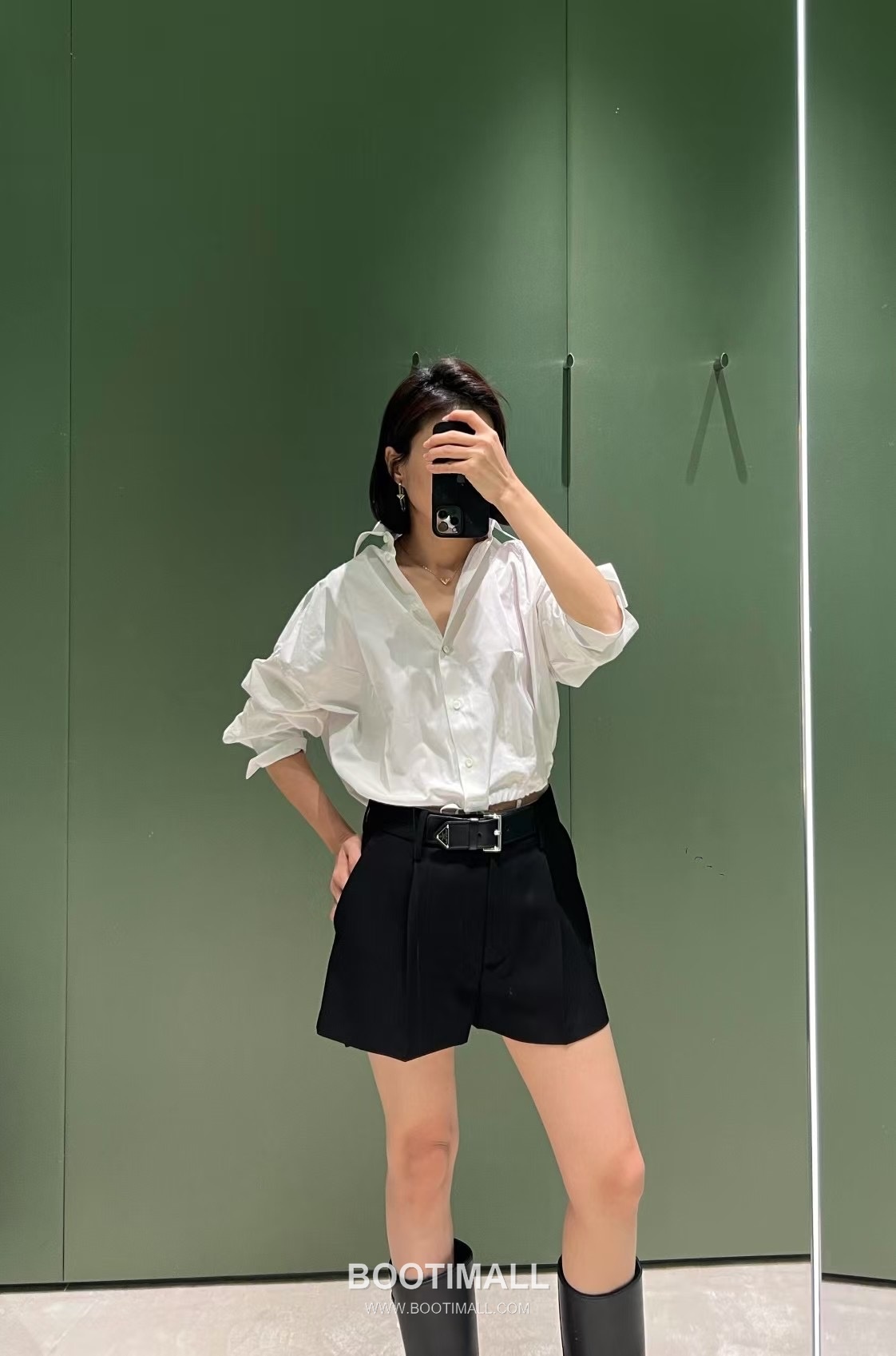 Prada Drawstring Detail Shirt White 프라다 드로스트링 디테일 셔츠 화이트 8