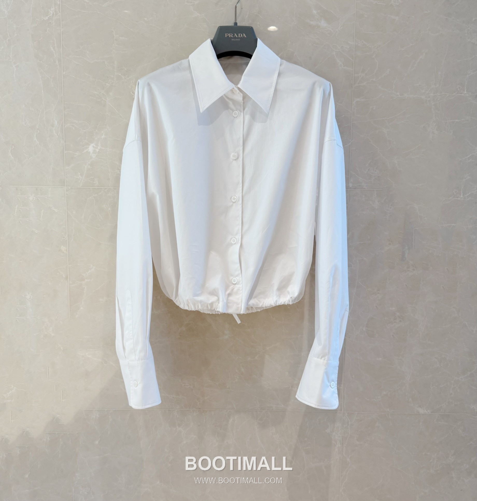 Prada Drawstring Detail Shirt White 프라다 드로스트링 디테일 셔츠 화이트 10