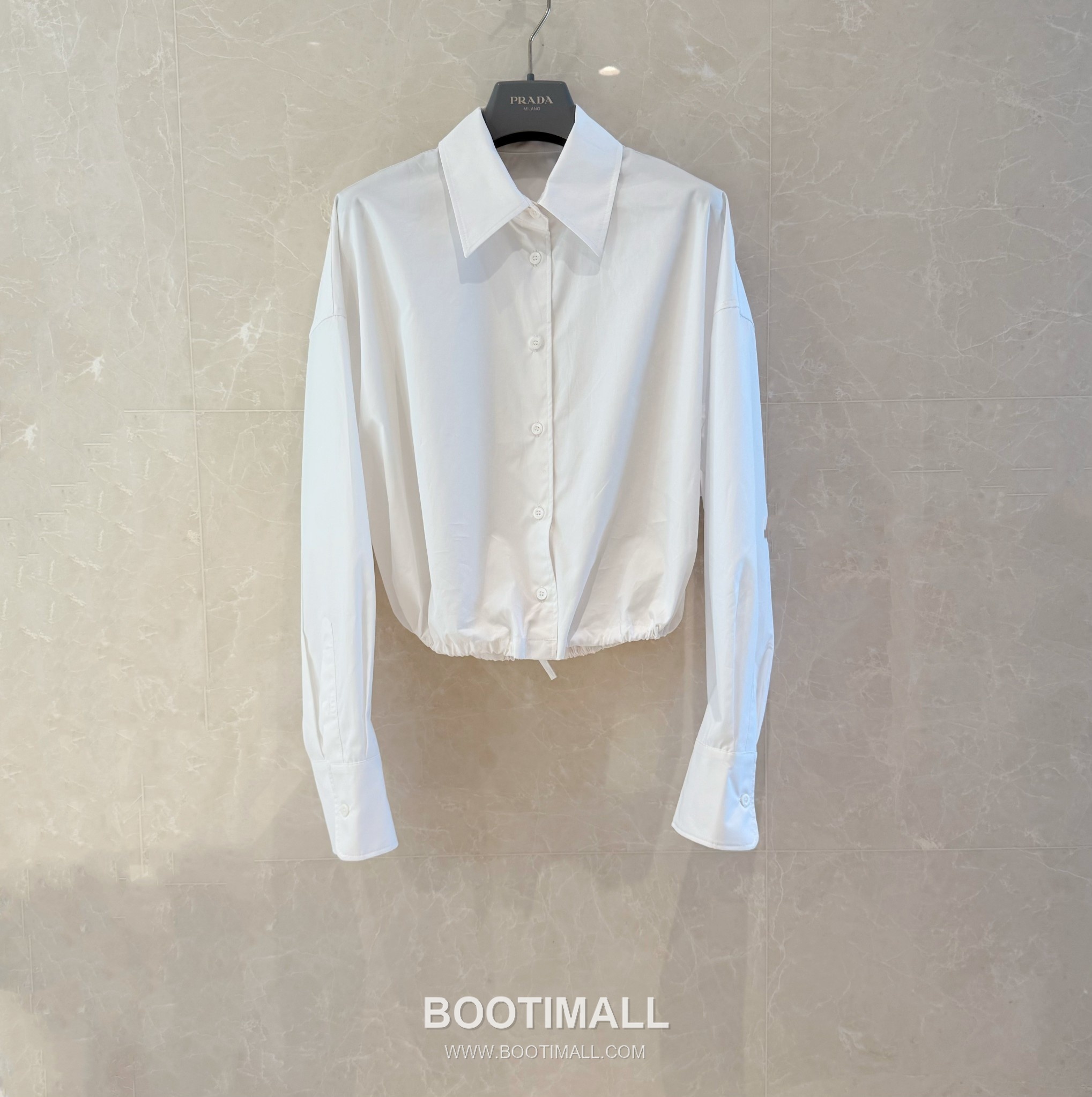Prada Drawstring Detail Shirt White 프라다 드로스트링 디테일 셔츠 화이트 11