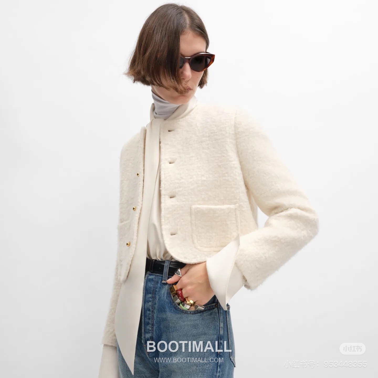 Celine Curly Wool Blend Jacket Wool Cashmere Blend White 셀린느 컬리 울 블렌드 자켓 울 캐시미어 블렌드 화이트 1