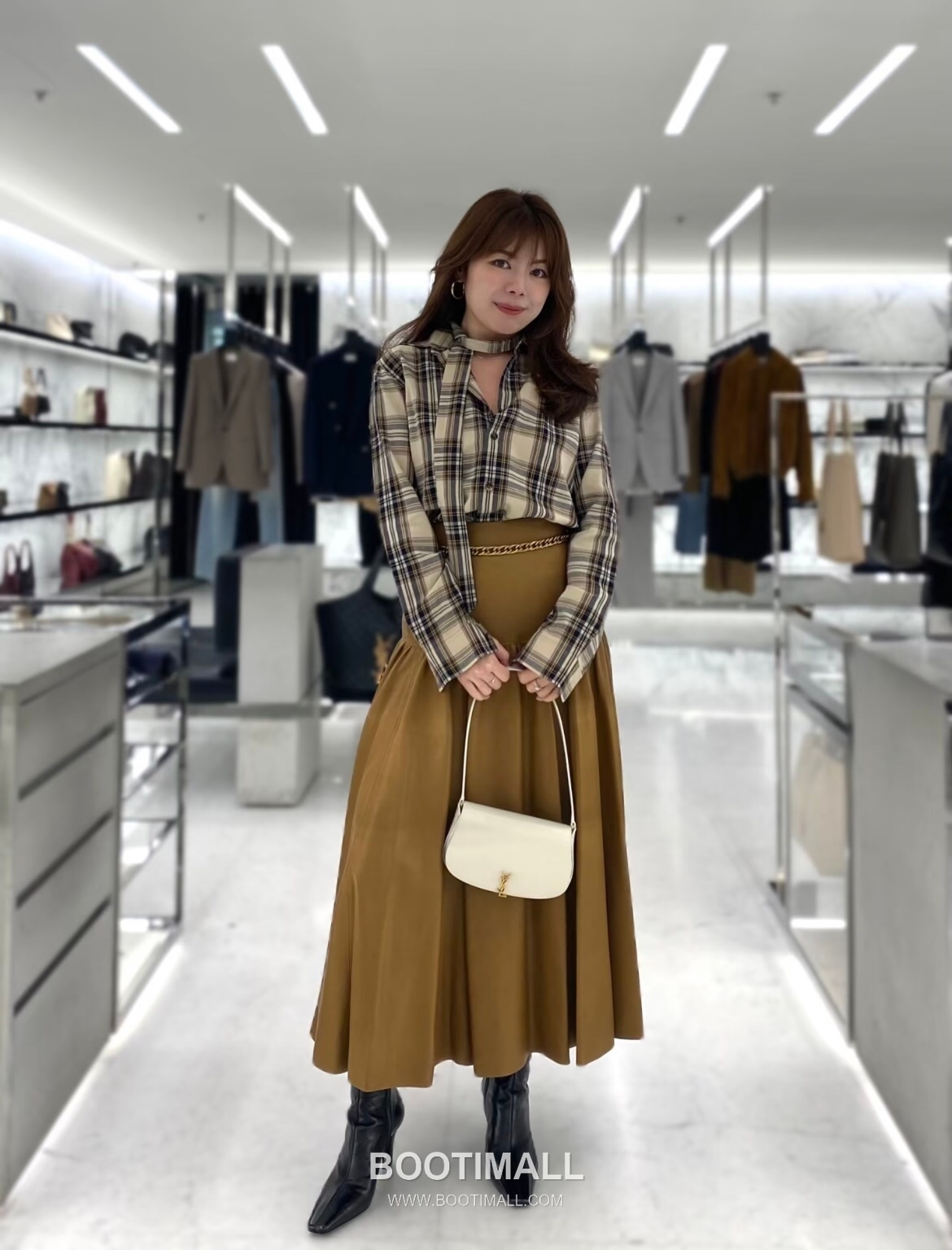 Saint Laurent Plaid Bow Collar Shirt Cotton Blend 생로랑 체크 보우 칼라 셔츠 코튼 블렌드 5