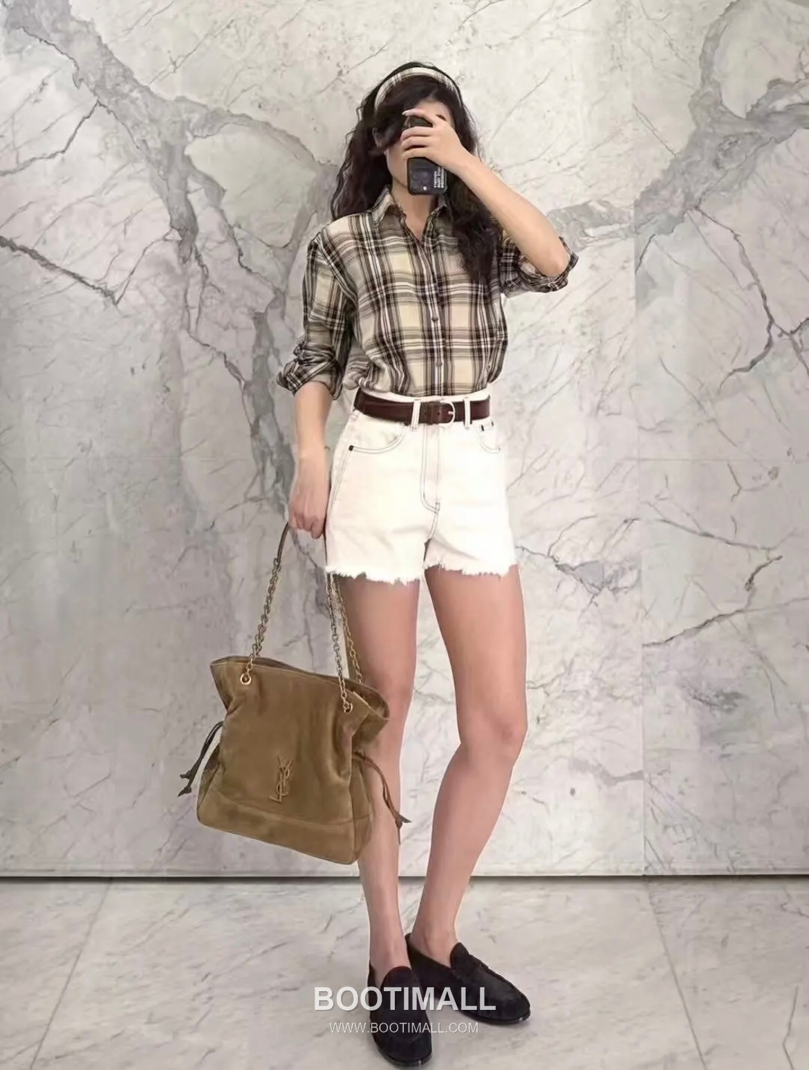 Saint Laurent Plaid Bow Collar Shirt Cotton Blend 생로랑 체크 보우 칼라 셔츠 코튼 블렌드 6