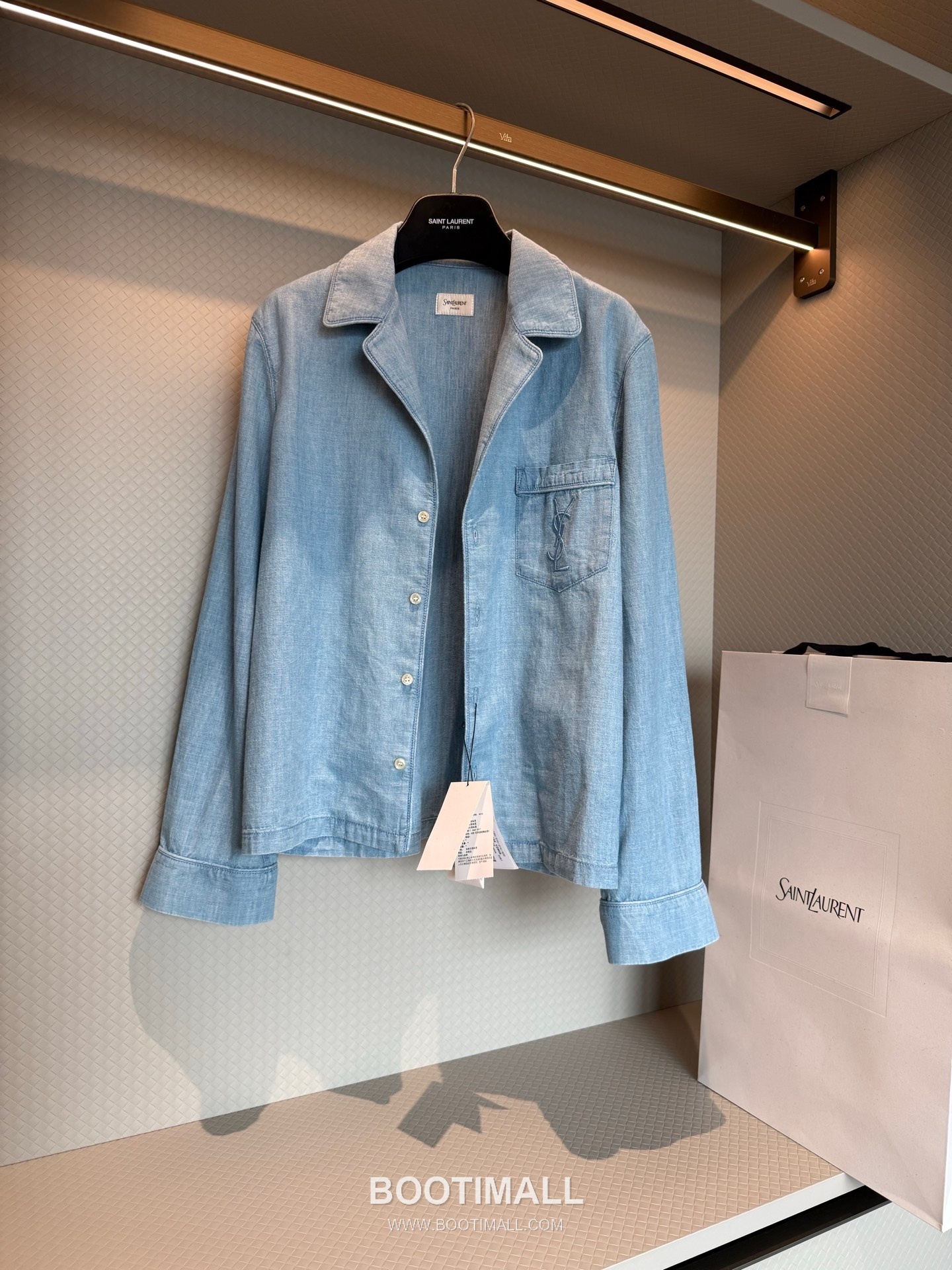Saint Laurent Logo Denim Shirt Denim Cotton Light Blue 생로랑 로고 데님 셔츠 데님 코튼 라이트 블루 7