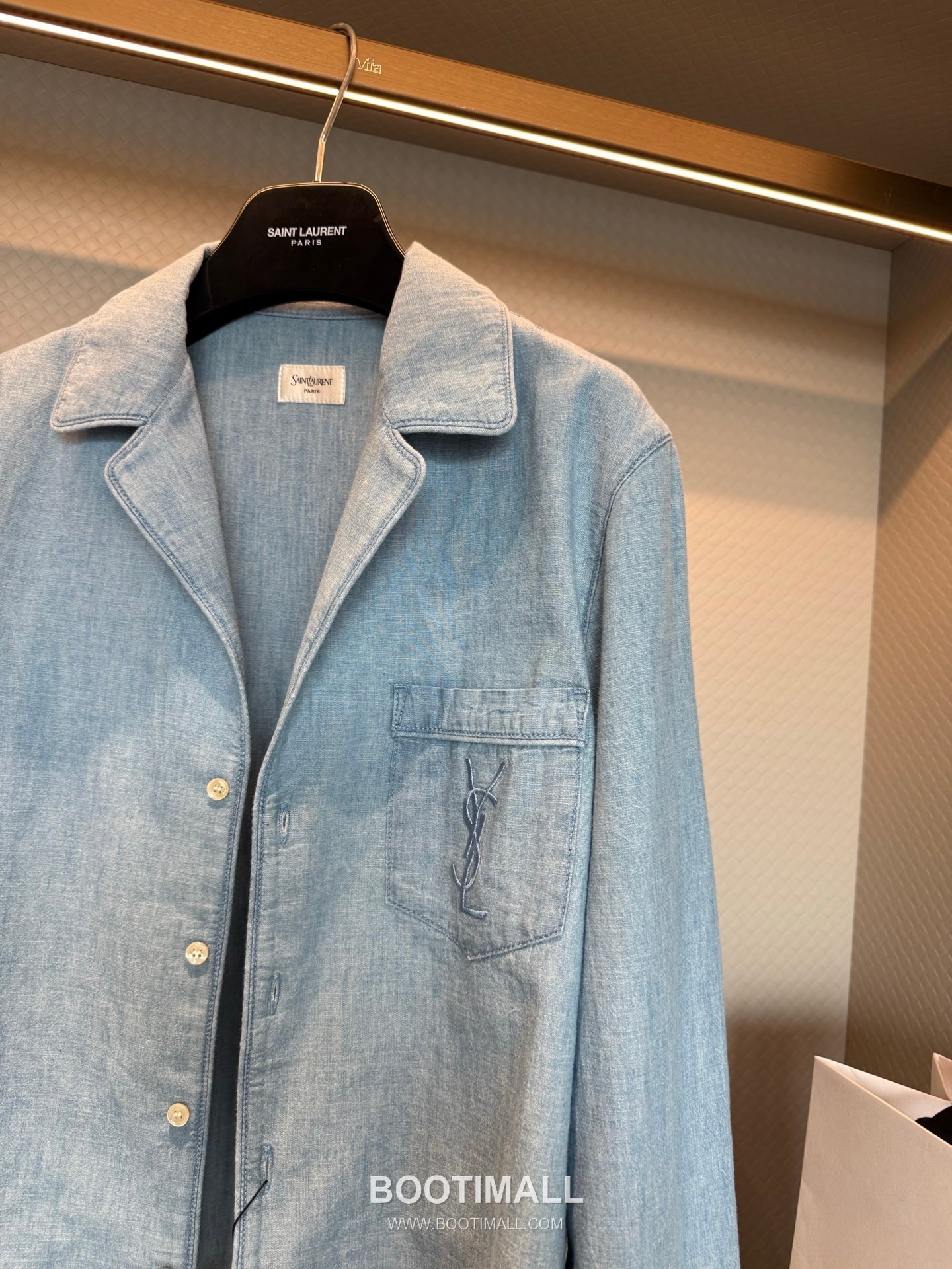 Saint Laurent Logo Denim Shirt Denim Cotton Light Blue 생로랑 로고 데님 셔츠 데님 코튼 라이트 블루 8