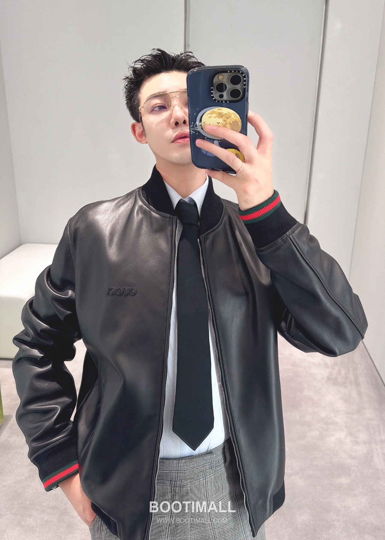 Gucci GG Lambskin Bomber Lambskin Black Down Jacket 구찌 GG 램스킨 봄버 램스킨 블랙 다운 재킷 1