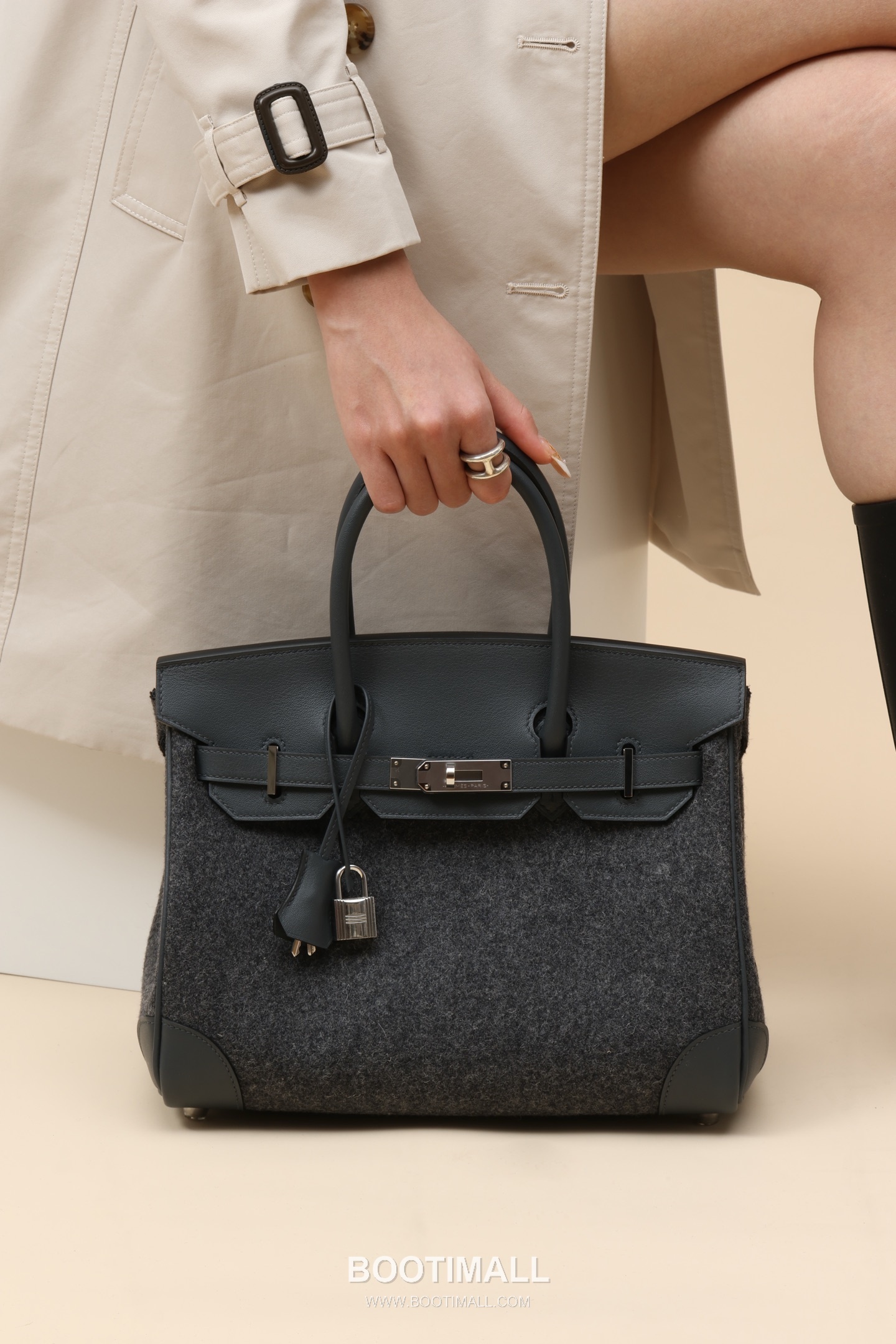 Hermes Birkin 30 Swift Felt Swift Calfskin and Felt Gray Top Handle Bag 에르메스 버킨 30 스위프트 펠트 스위프트 송아지가죽과 펠트 그레이 탑핸들백 30cm 8