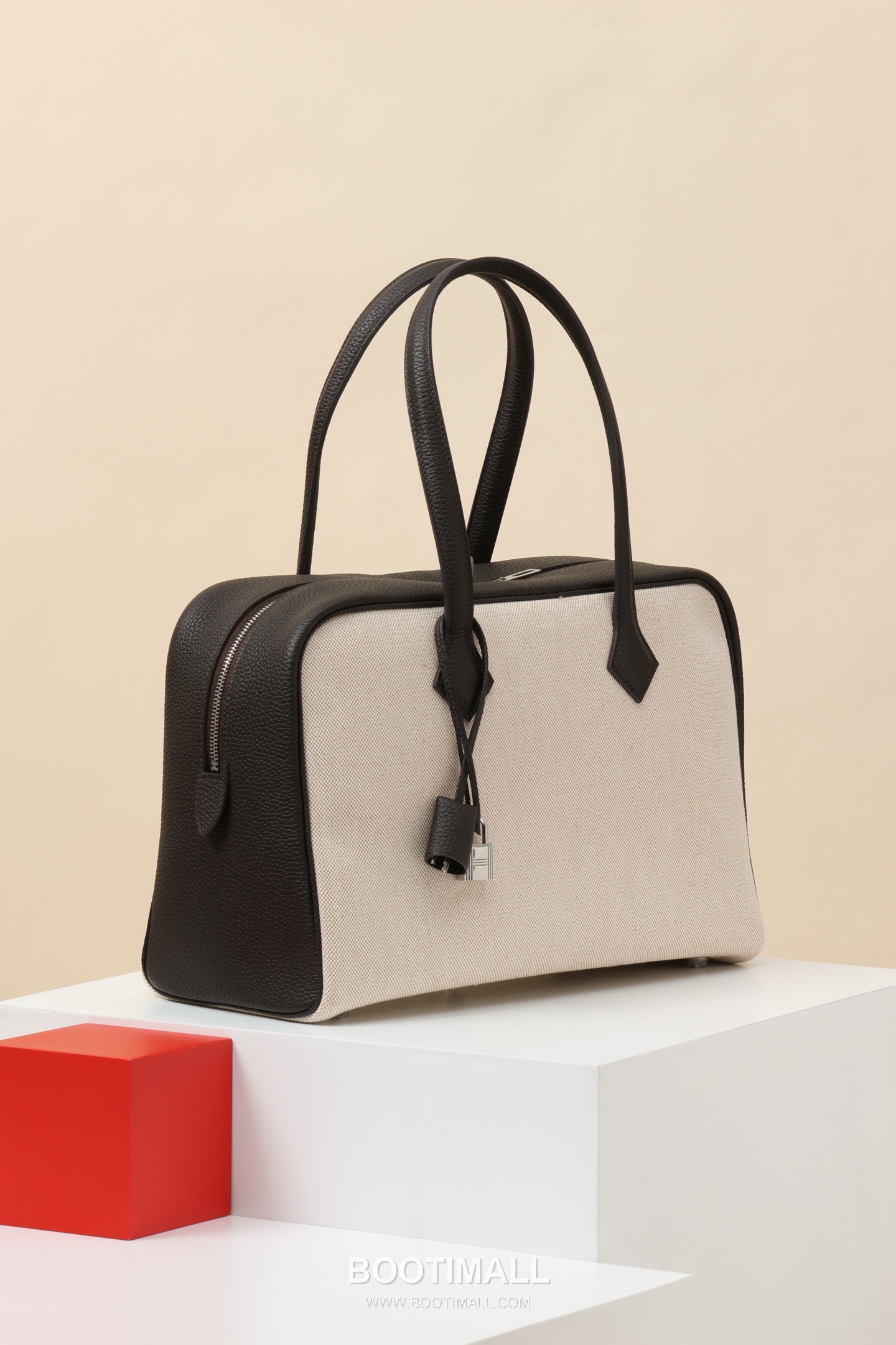 Hermes VR35 TC Canvas Tote TC Cowhide and Canvas Ebony Tote Bag 에르메스 VR35 TC 캔버스 토트 TC 소가죽 캔버스 우드브라운 토트백 35.5cm 2