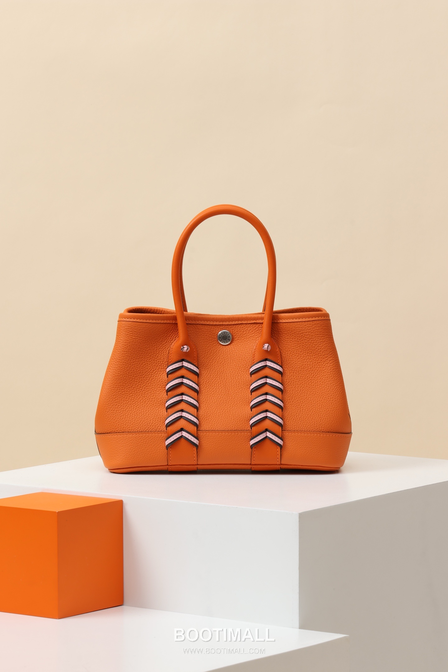 Hermes HY23 Woven Top Handle Togo and Swift Leather Orange Top Handle Bag 에르메스 HY23 위브 탑핸들 토고 스위프트 레더 오렌지 토트백 23cm 1