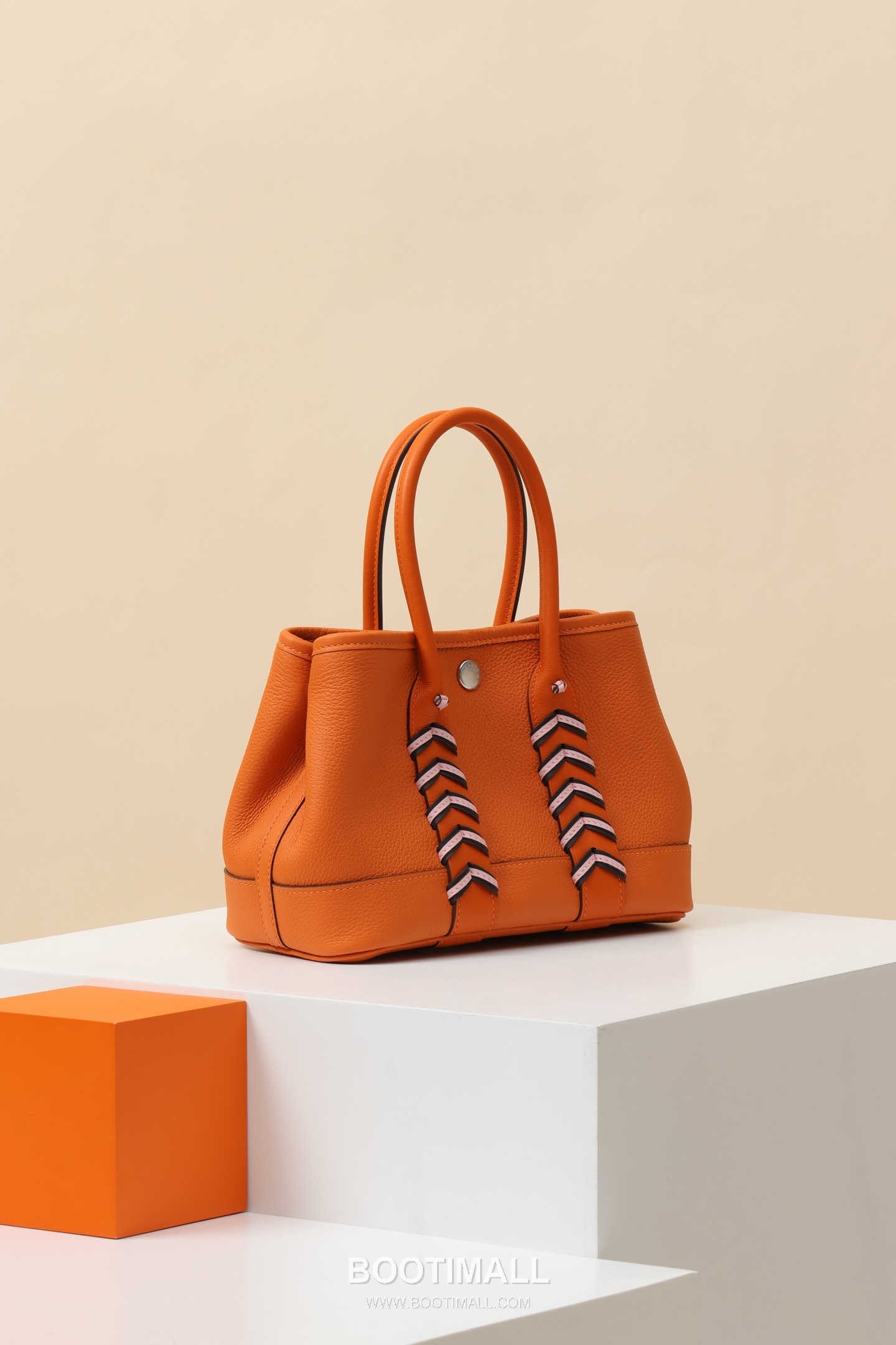 Hermes HY23 Woven Top Handle Togo and Swift Leather Orange Top Handle Bag 에르메스 HY23 위브 탑핸들 토고 스위프트 레더 오렌지 토트백 23cm 2