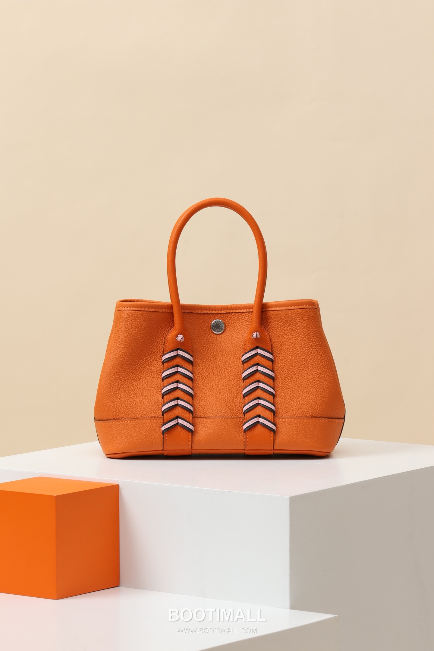 Hermes HY23 Woven Top Handle Togo and Swift Leather Orange Top Handle Bag 에르메스 HY23 위브 탑핸들 토고 스위프트 레더 오렌지 토트백 23cm 3