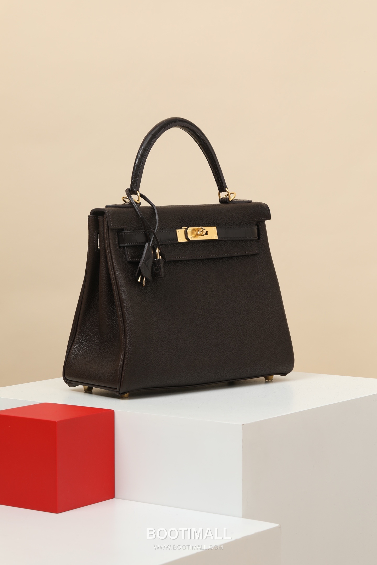Hermes Kelly 28 Touch Barenia Leather and Matte Alligator Ebony Top Handle Bag 에르메스 켈리 28 터치 바레니아 레더와 매트 악어가죽 우드브라운 탑핸들백 28cm 2